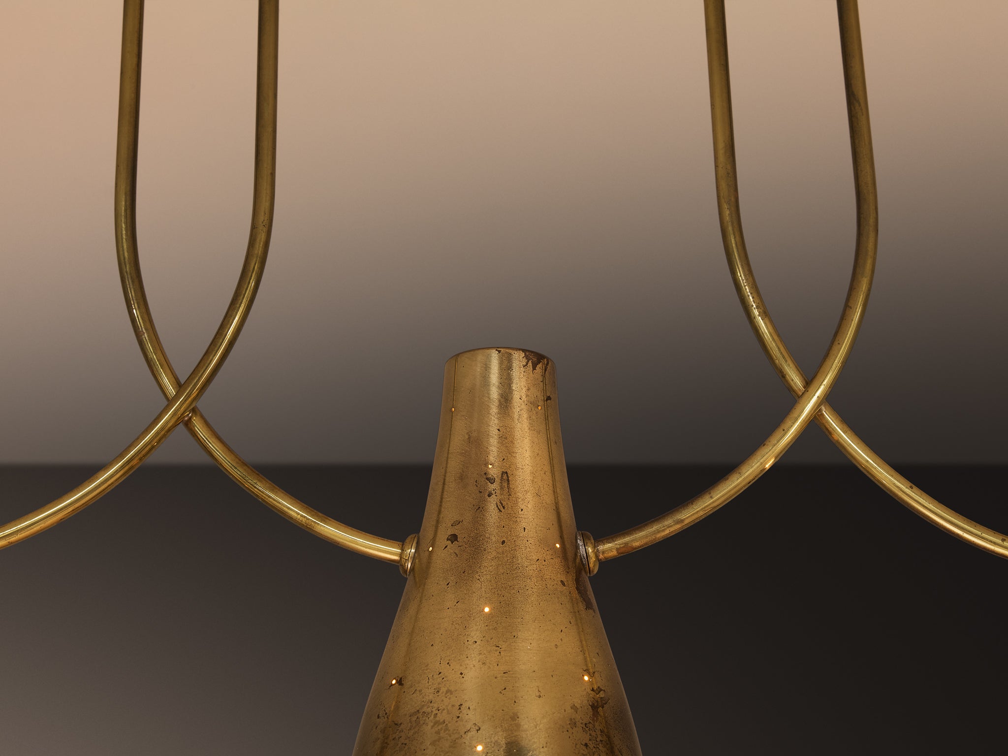 Rare Paavo Tynell for Taito Oy Model '10103/4' Chandelier in Brass Lighting Morentz