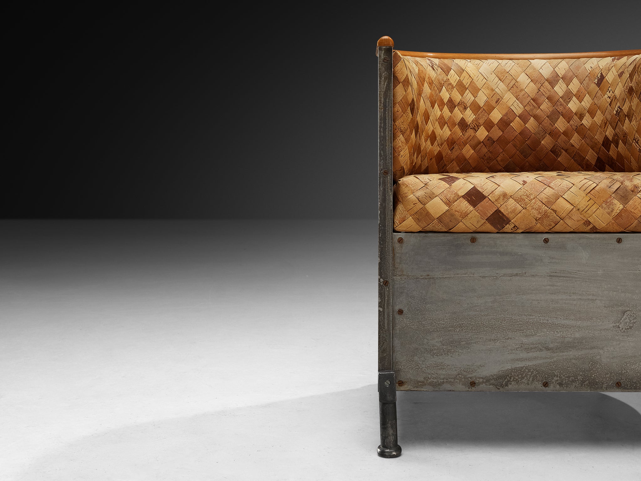 Mats Theselius 'Aluminium' Lounge Chair in Woven Birch Bark Seating Morentz