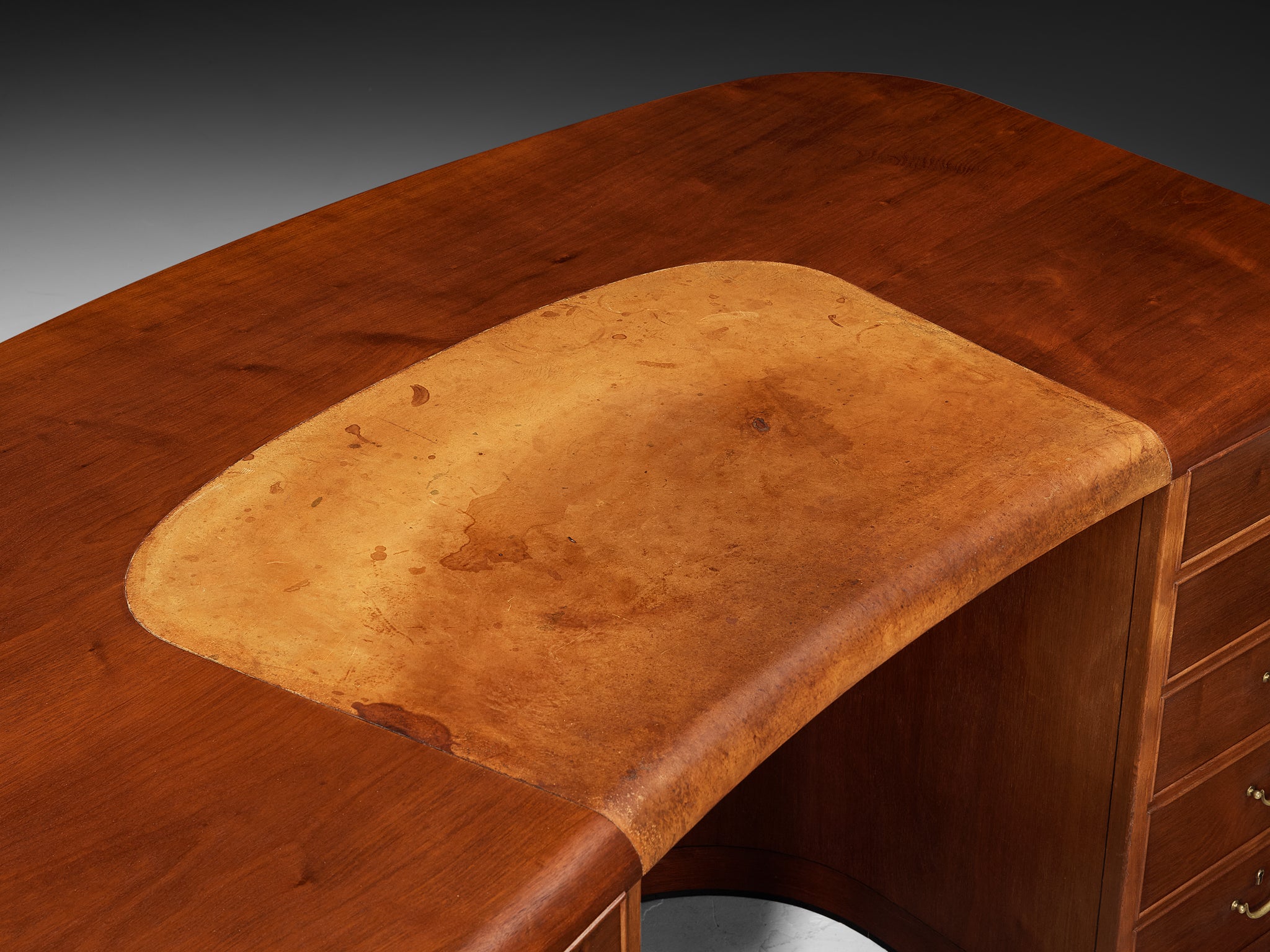 Ernst Kühn for Normina 1930s Danish Executive Desk with Tambour Doors Tables Morentz