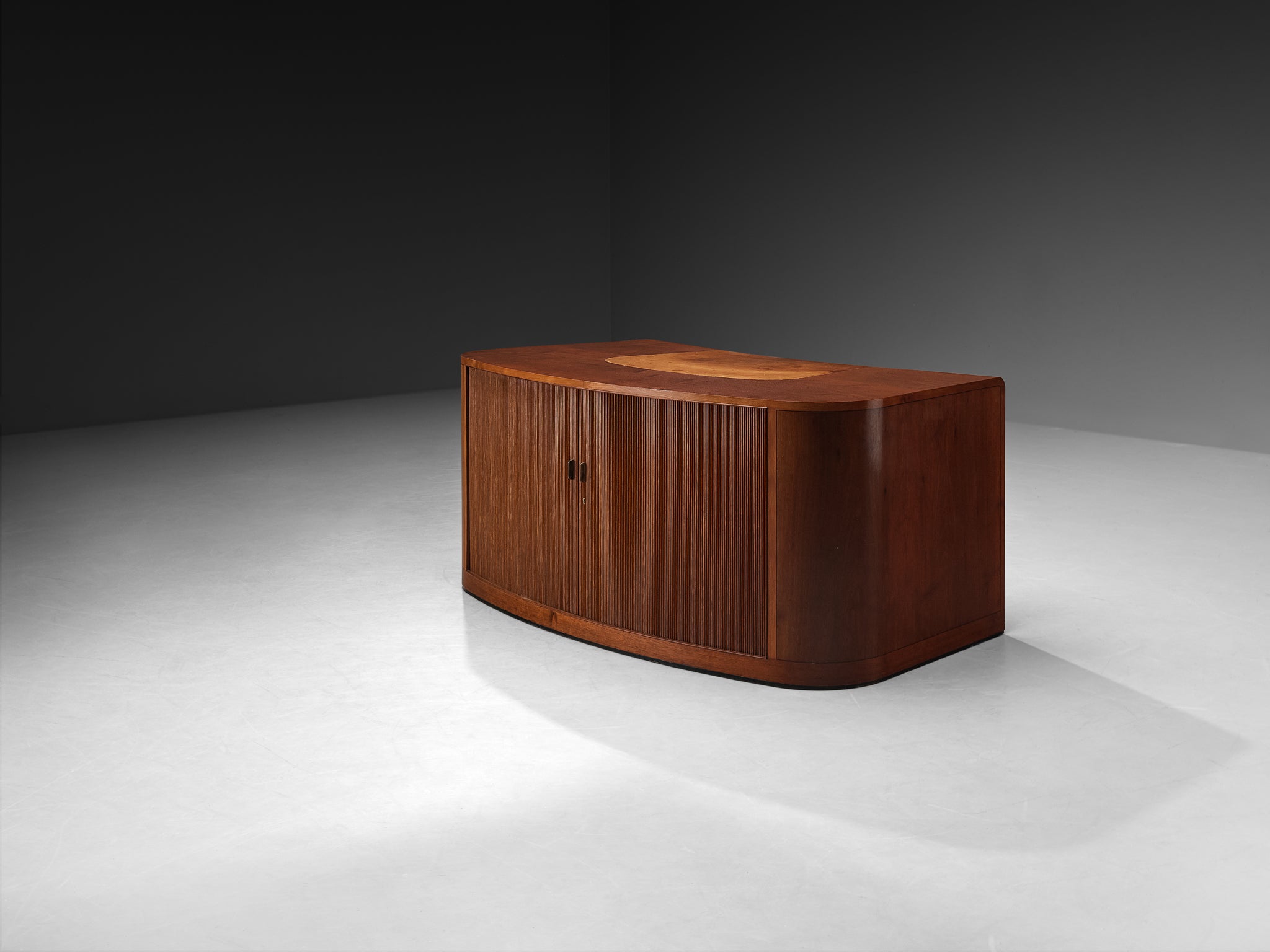 Ernst Kühn for Normina 1930s Danish Executive Desk with Tambour Doors Tables Morentz