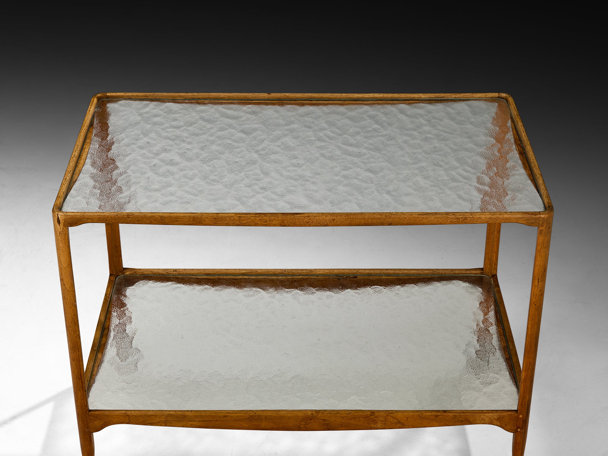 Rare Hand-Carved Peder Moos Trolley in Teak and Glass Tables Morentz