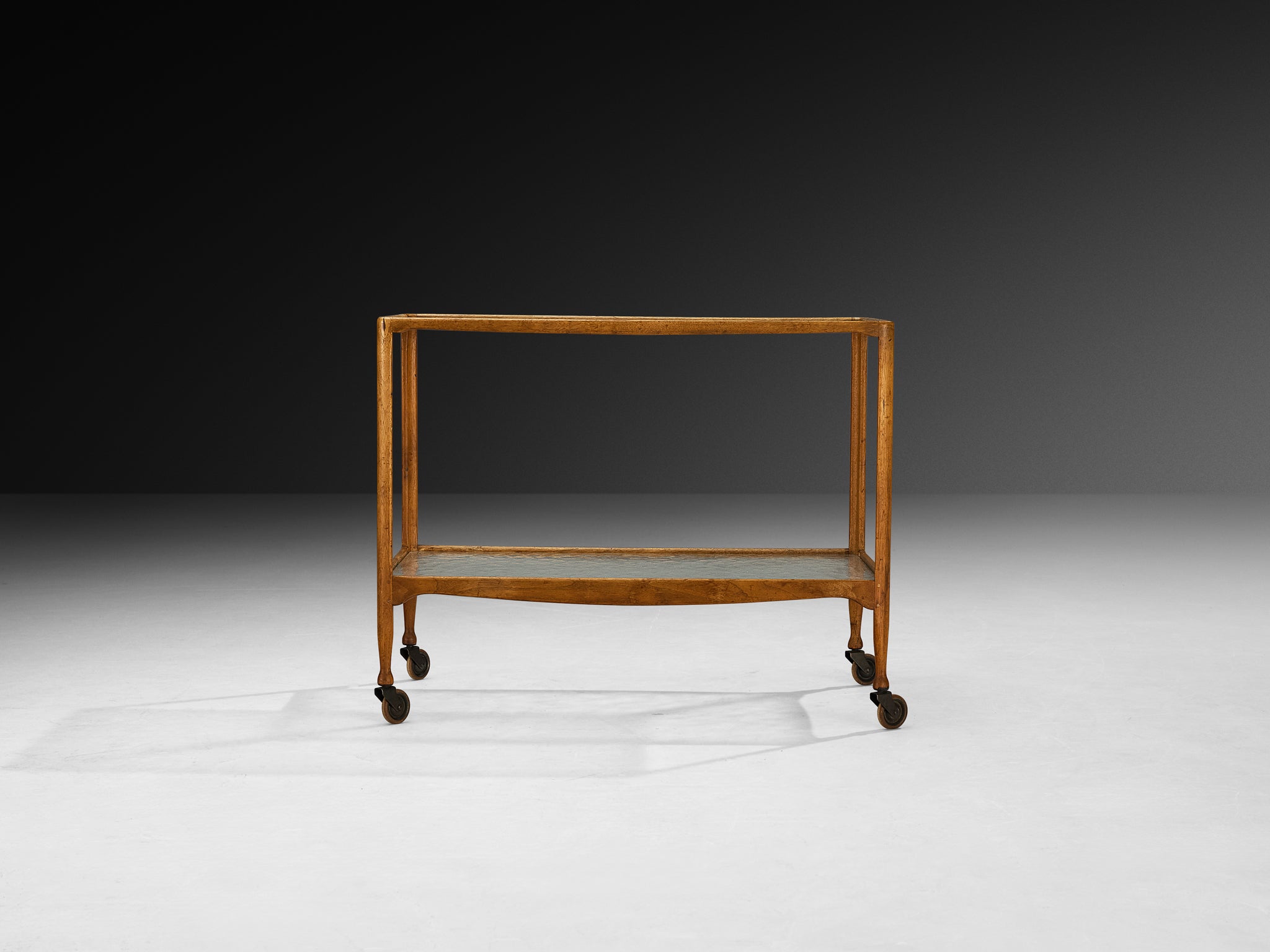 Rare Hand-Carved Peder Moos Trolley in Teak and Glass Tables Morentz