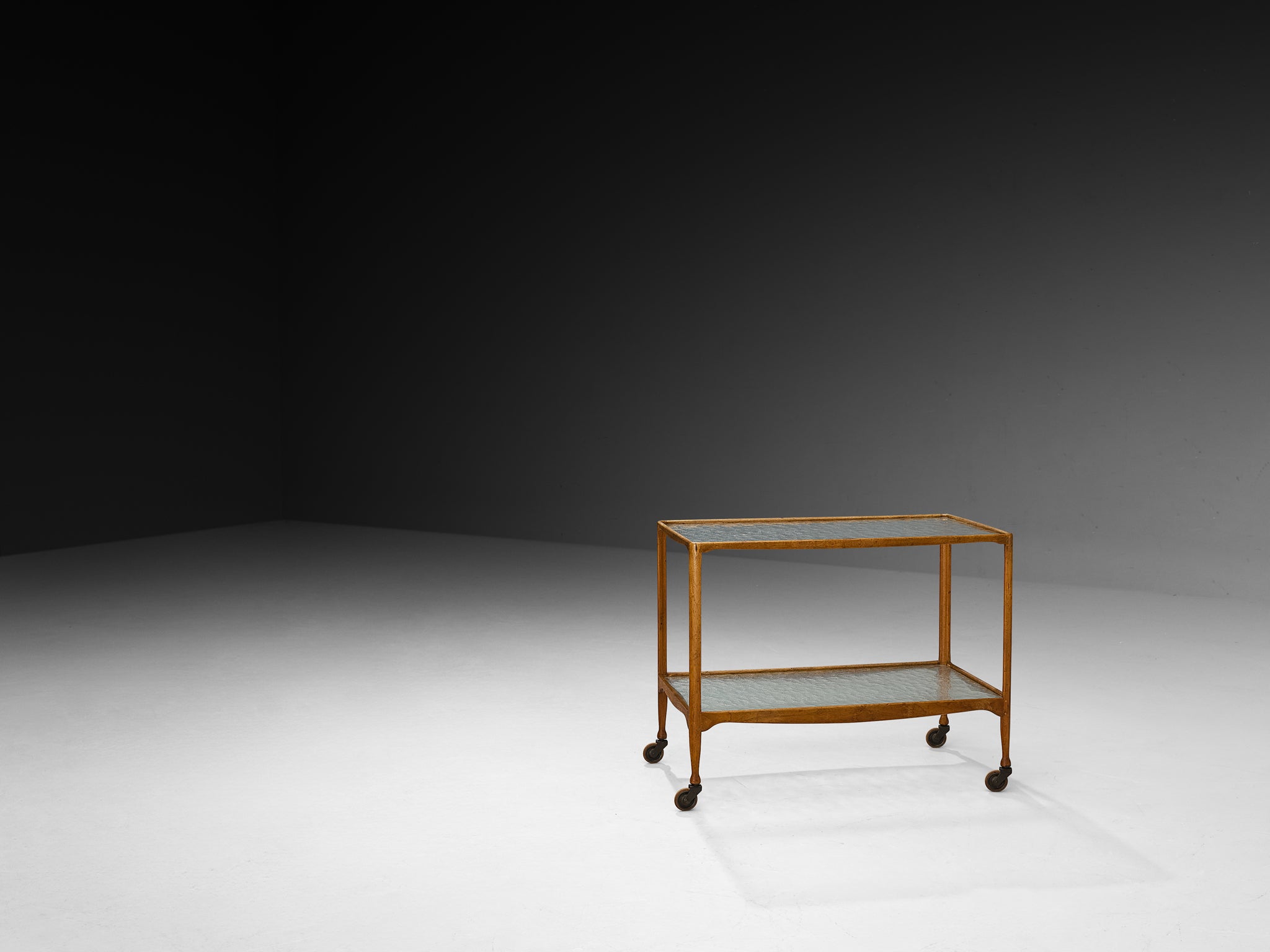 Rare Hand-Carved Peder Moos Trolley in Teak and Glass Tables Morentz