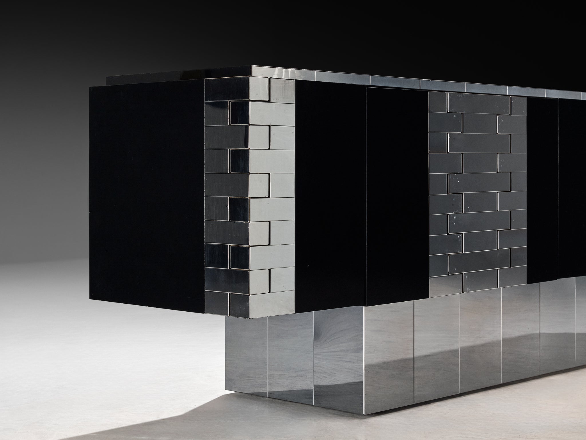 Paul Evans for Directional Rare 'Cityscape' or 'Steel Hinged' Sideboard in Chrome Case pieces and storage cabinets Morentz