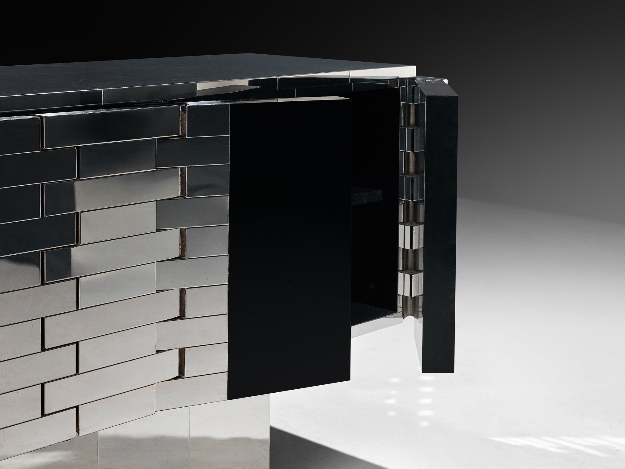 Paul Evans for Directional Rare 'Cityscape' or 'Steel Hinged' Sideboard in Chrome Case pieces and storage cabinets Morentz