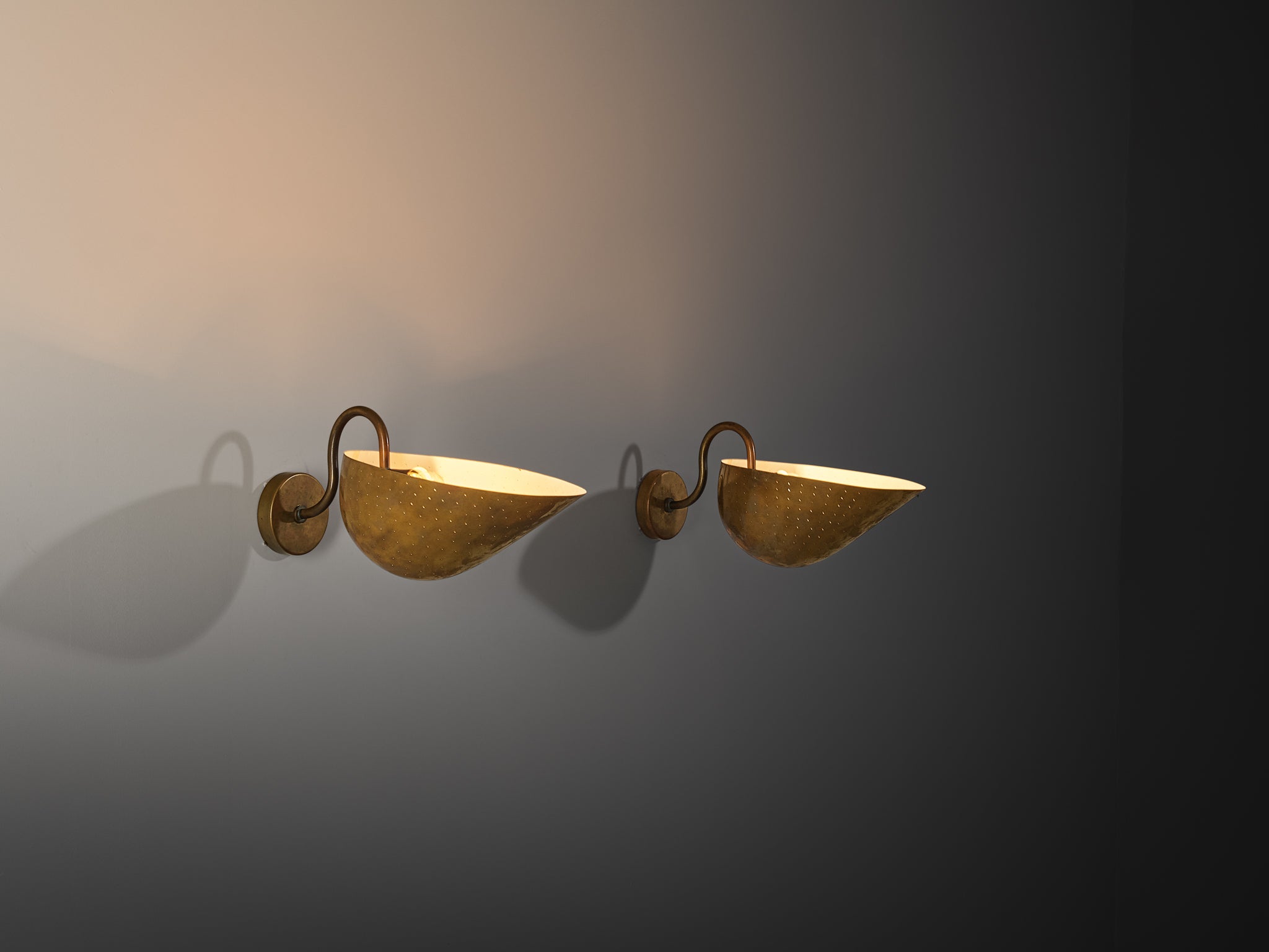 Carl-Axel Acking '5019' Wall Lights in Perforated Brass Lighting Morentz