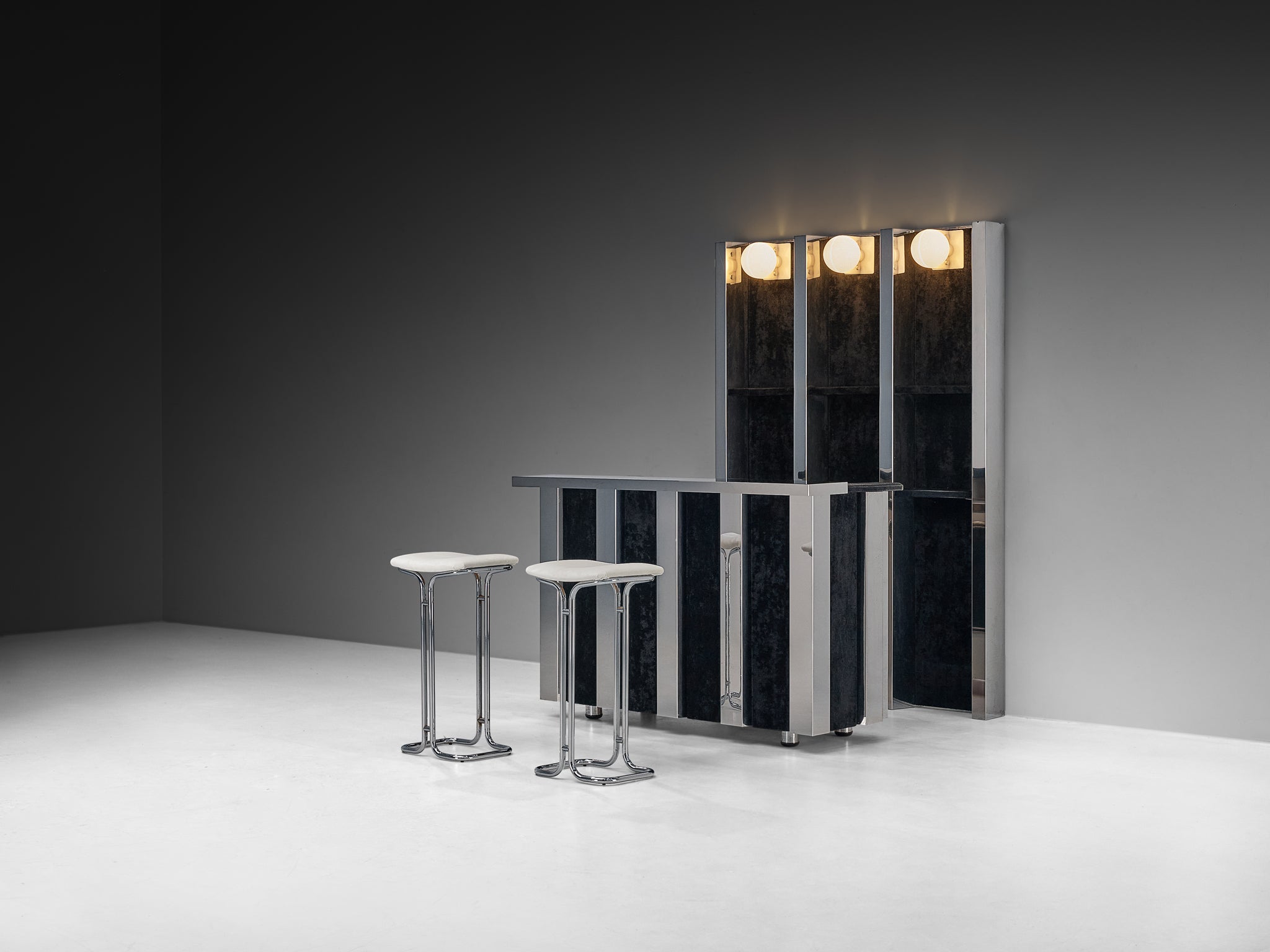 Hollywood Regency Bar Cabinet in the Style of Willy Rizzo Case pieces and storage cabinets Morentz