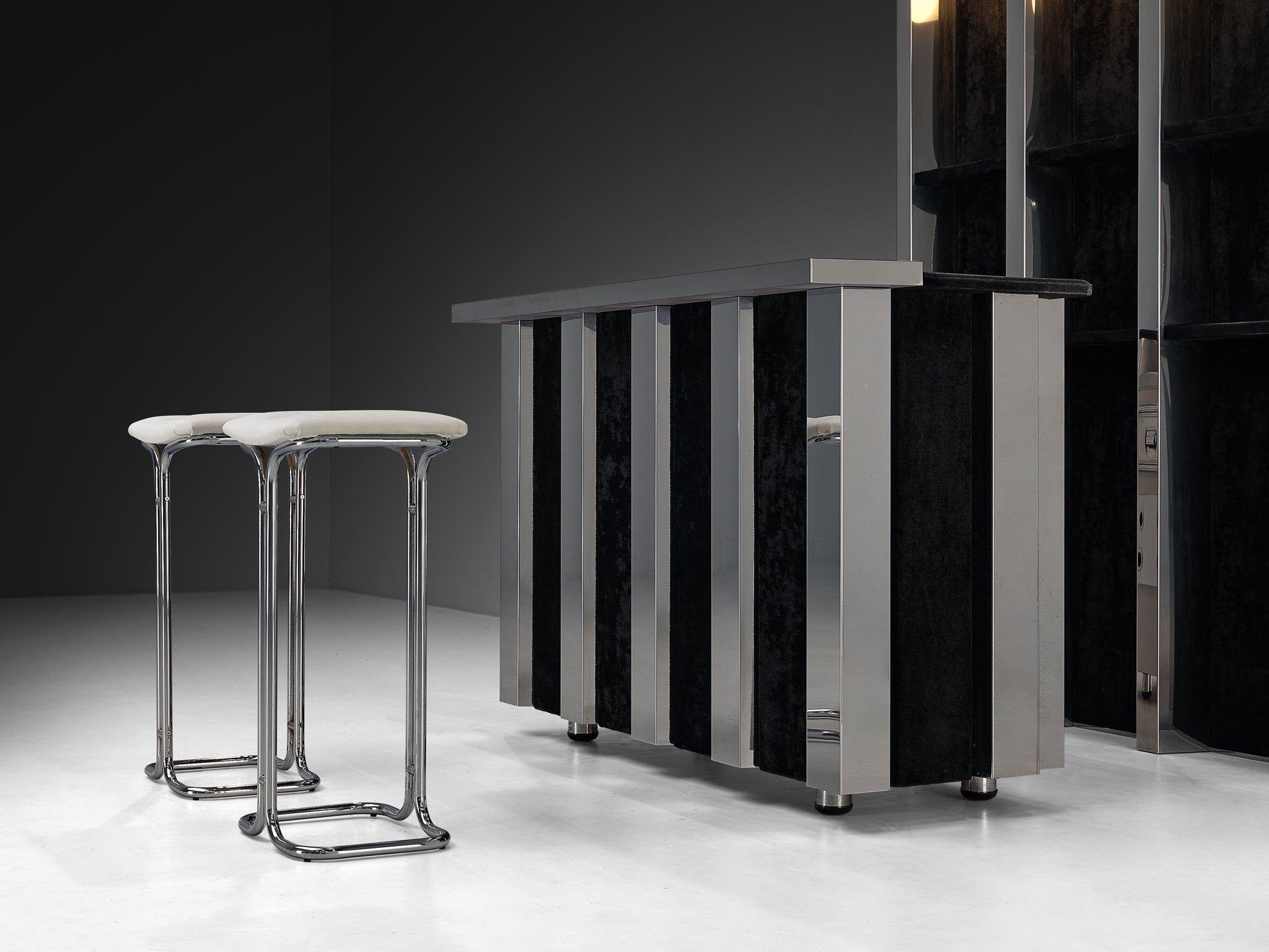 Hollywood Regency Bar Cabinet in the Style of Willy Rizzo Case pieces and storage cabinets Morentz