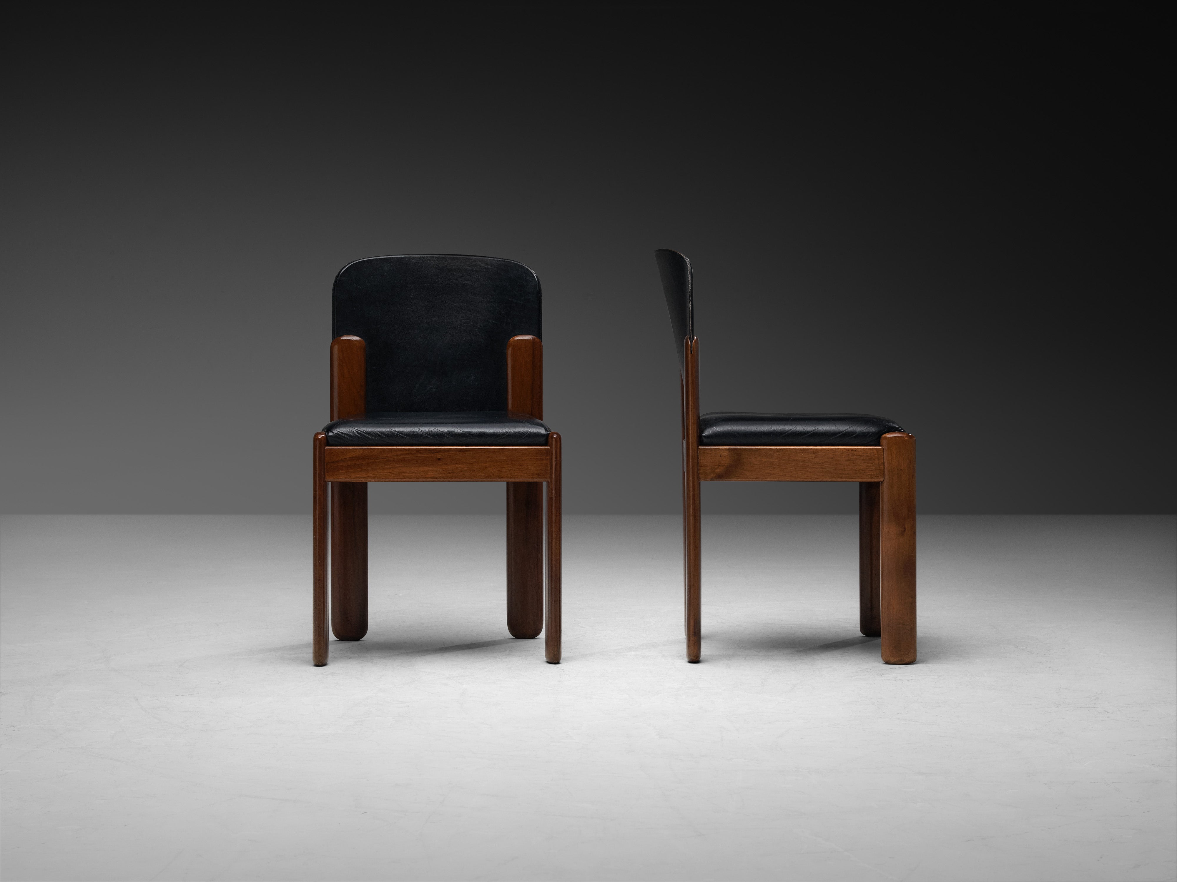Silvio Coppola for Bernini Set of Twelve Dining Chairs in Walnut Seating Morentz