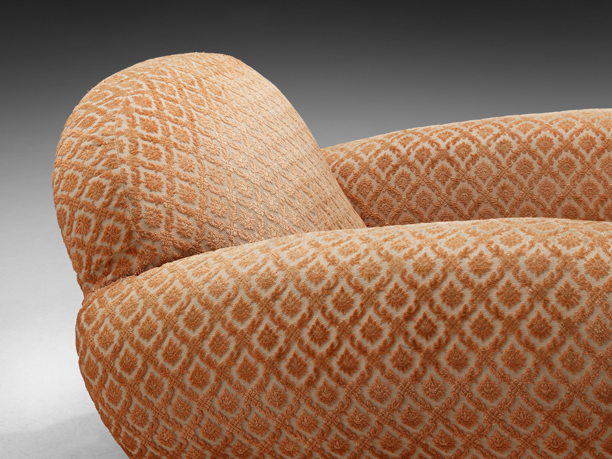 Pair of lounge Chairs in Patterned Fabric and Organic Shape Seating Morentz