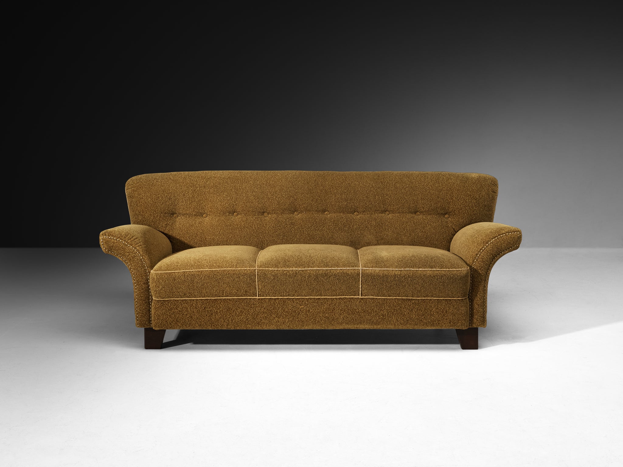 Art Deco Sofa Three Seat Sofa with Curved Form Seating Morentz