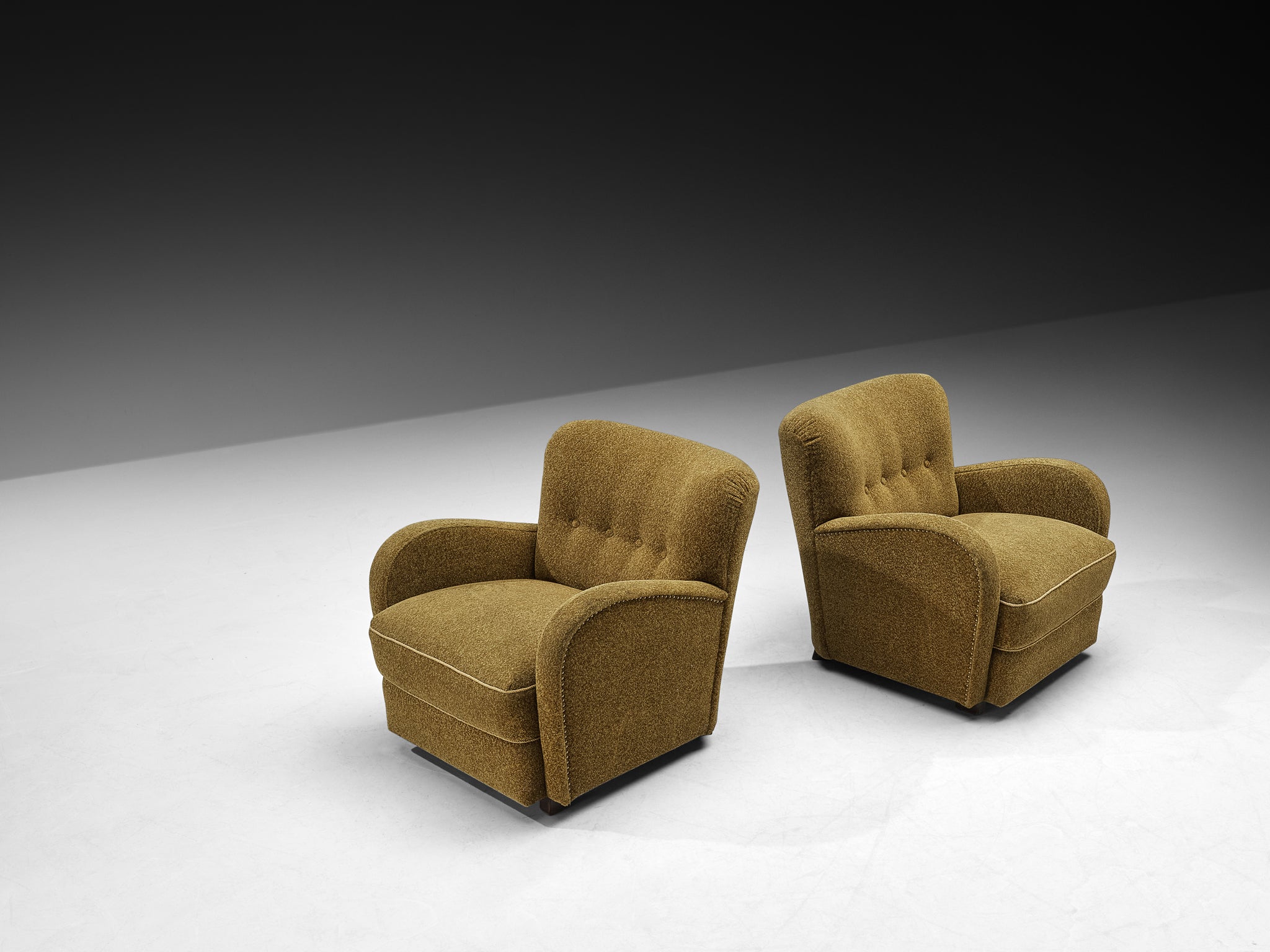 Art Deco Lounge Chairs with Sculpted Curved Form Seating Morentz