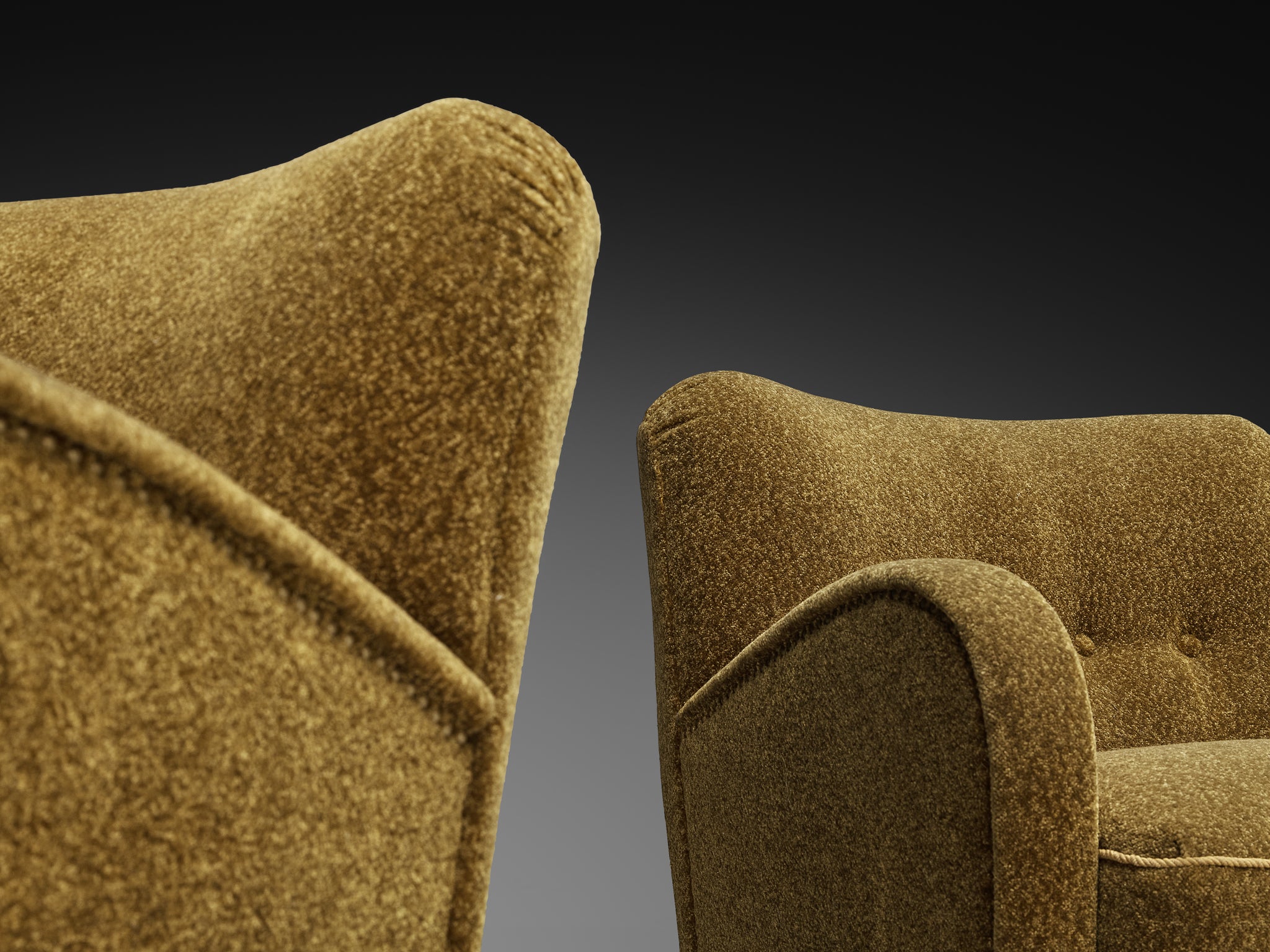 Art Deco Lounge Chairs with Sculpted Curved Form Seating Morentz