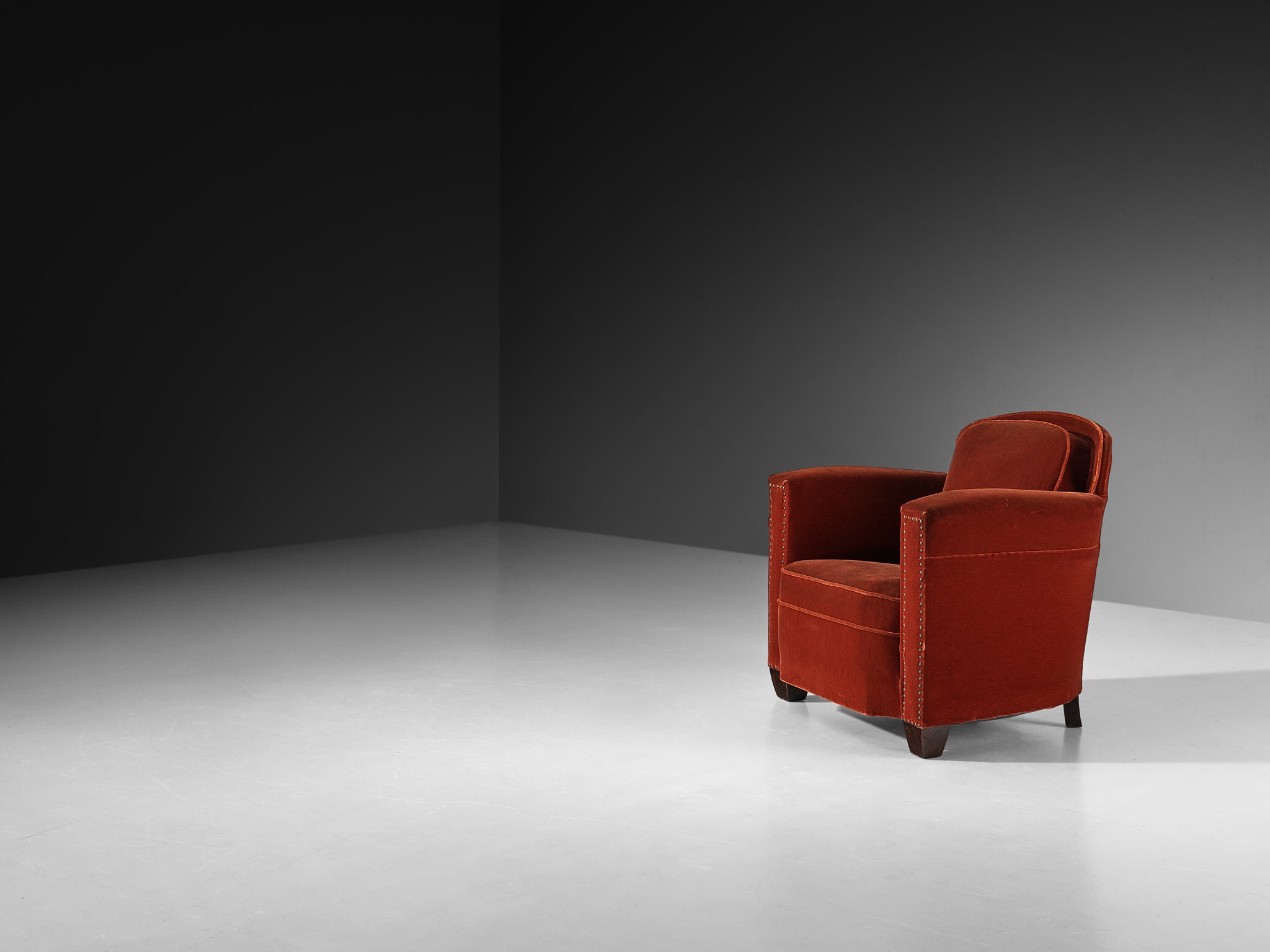 Elegant Art Deco Lounge Chair in Red Fabric Seating Morentz