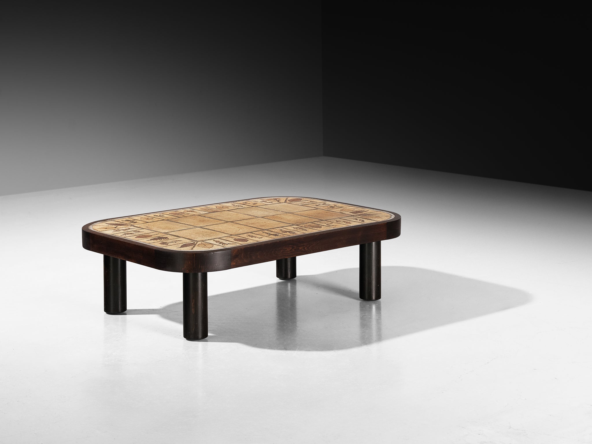 Roger Capron Coffee Table with Floral Imprinted Ceramic Tiles Tables Morentz