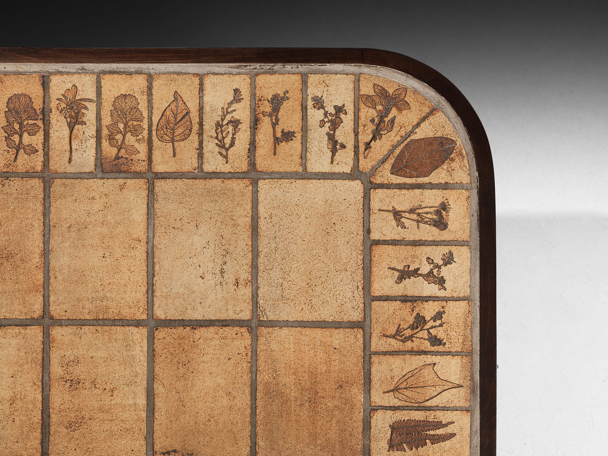 Roger Capron Coffee Table with Floral Imprinted Ceramic Tiles Tables Morentz