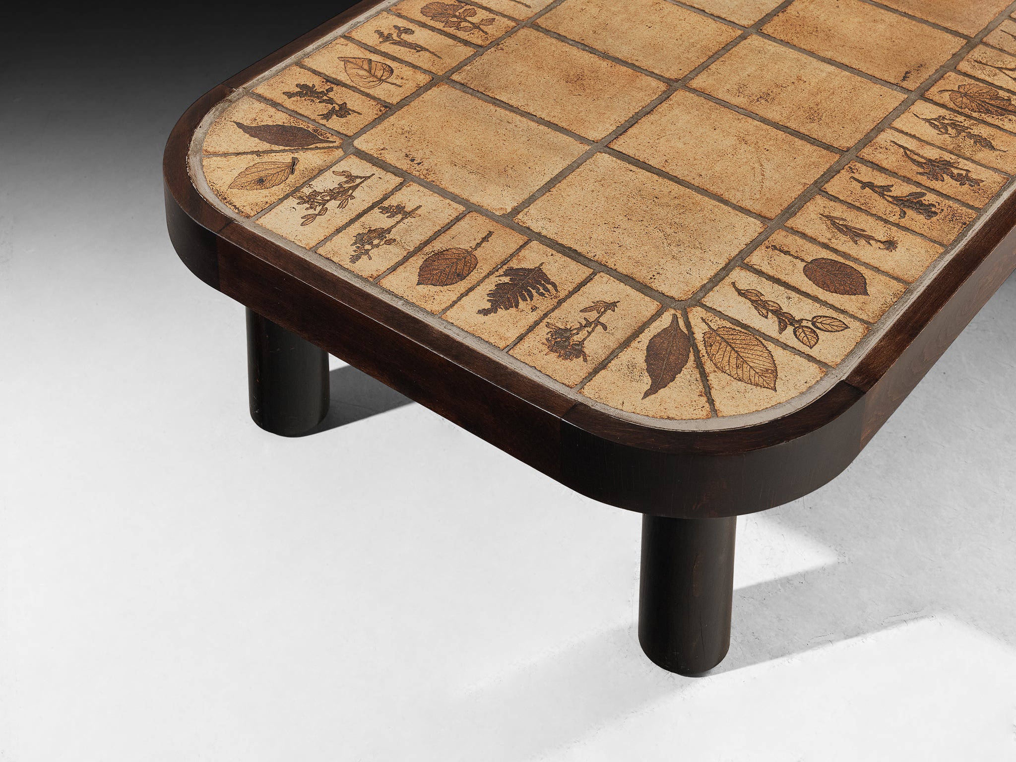 Roger Capron Coffee Table with Floral Imprinted Ceramic Tiles Tables Morentz