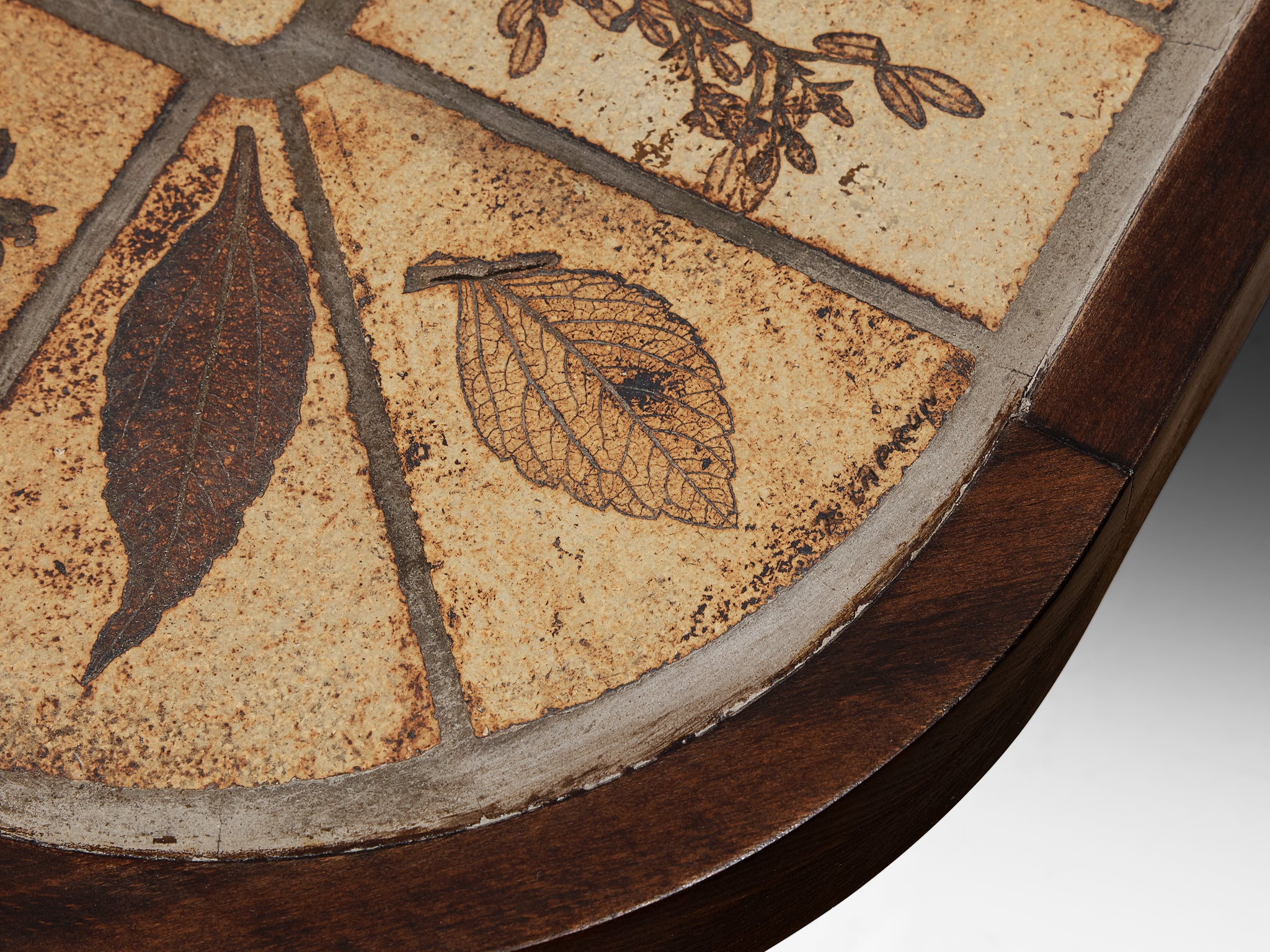 Roger Capron Coffee Table with Floral Imprinted Ceramic Tiles Tables Morentz