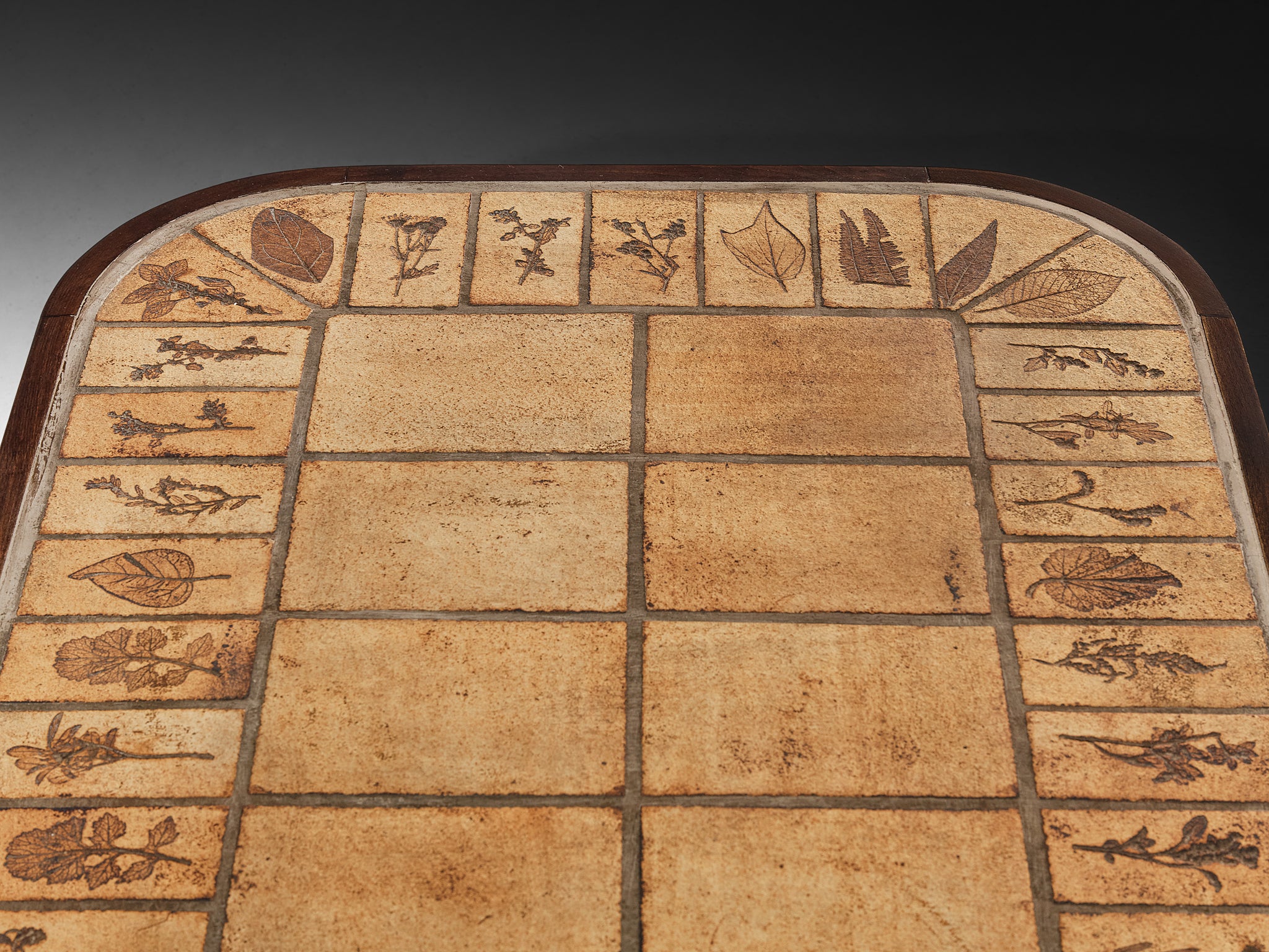 Roger Capron Coffee Table with Floral Imprinted Ceramic Tiles Tables Morentz