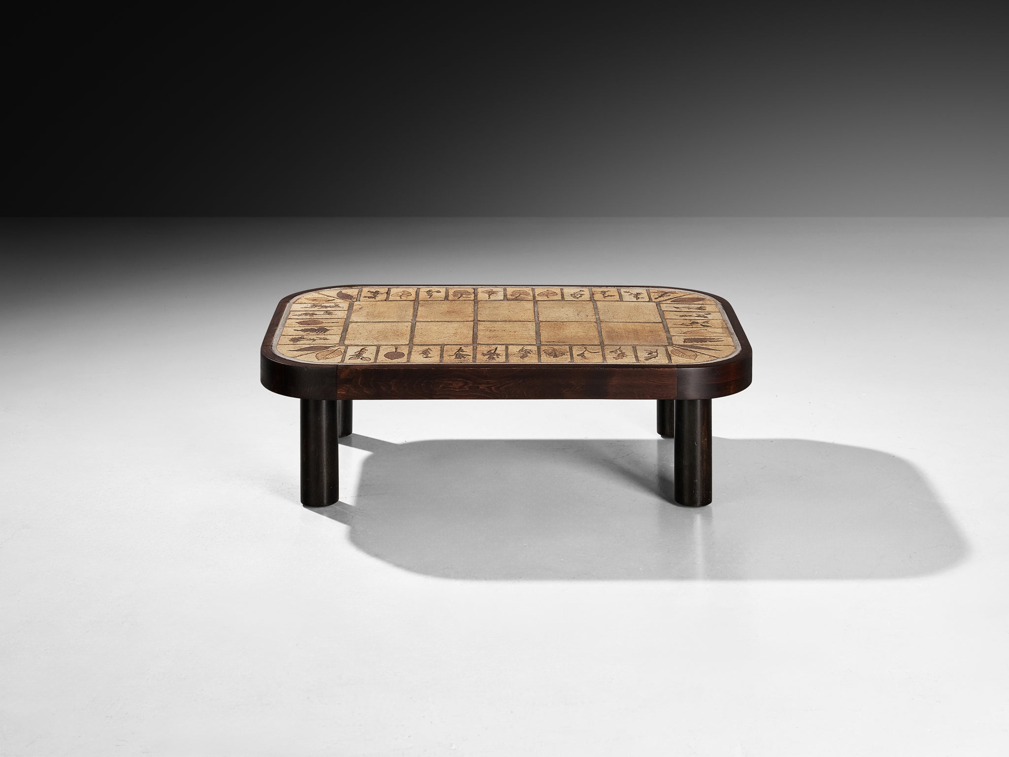 Roger Capron Coffee Table with Floral Imprinted Ceramic Tiles Tables Morentz