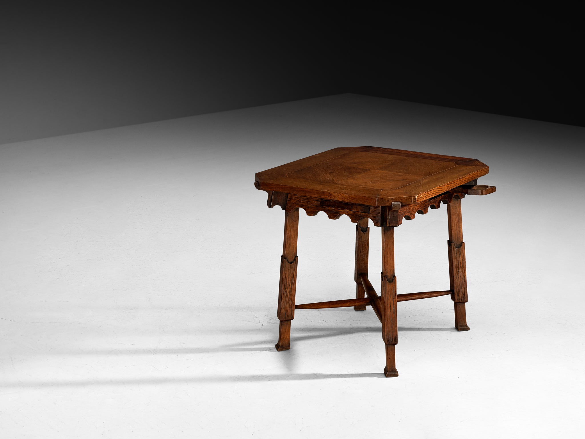 Ernesto Valabrage for Vittorio Valabrega Game Table in Chestnut and Leather Tables Morentz