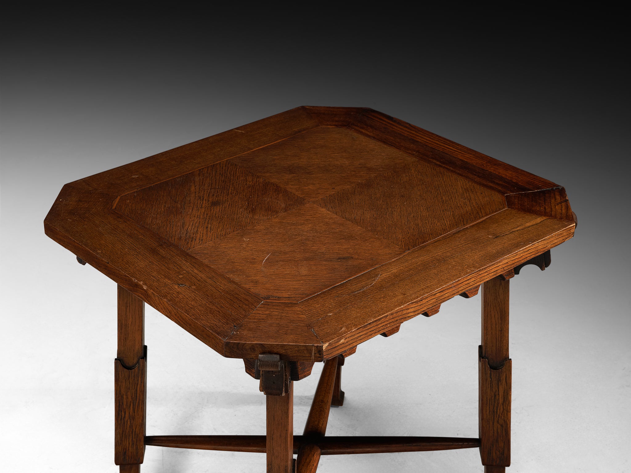 Ernesto Valabrage for Vittorio Valabrega Game Table in Chestnut and Leather Tables Morentz