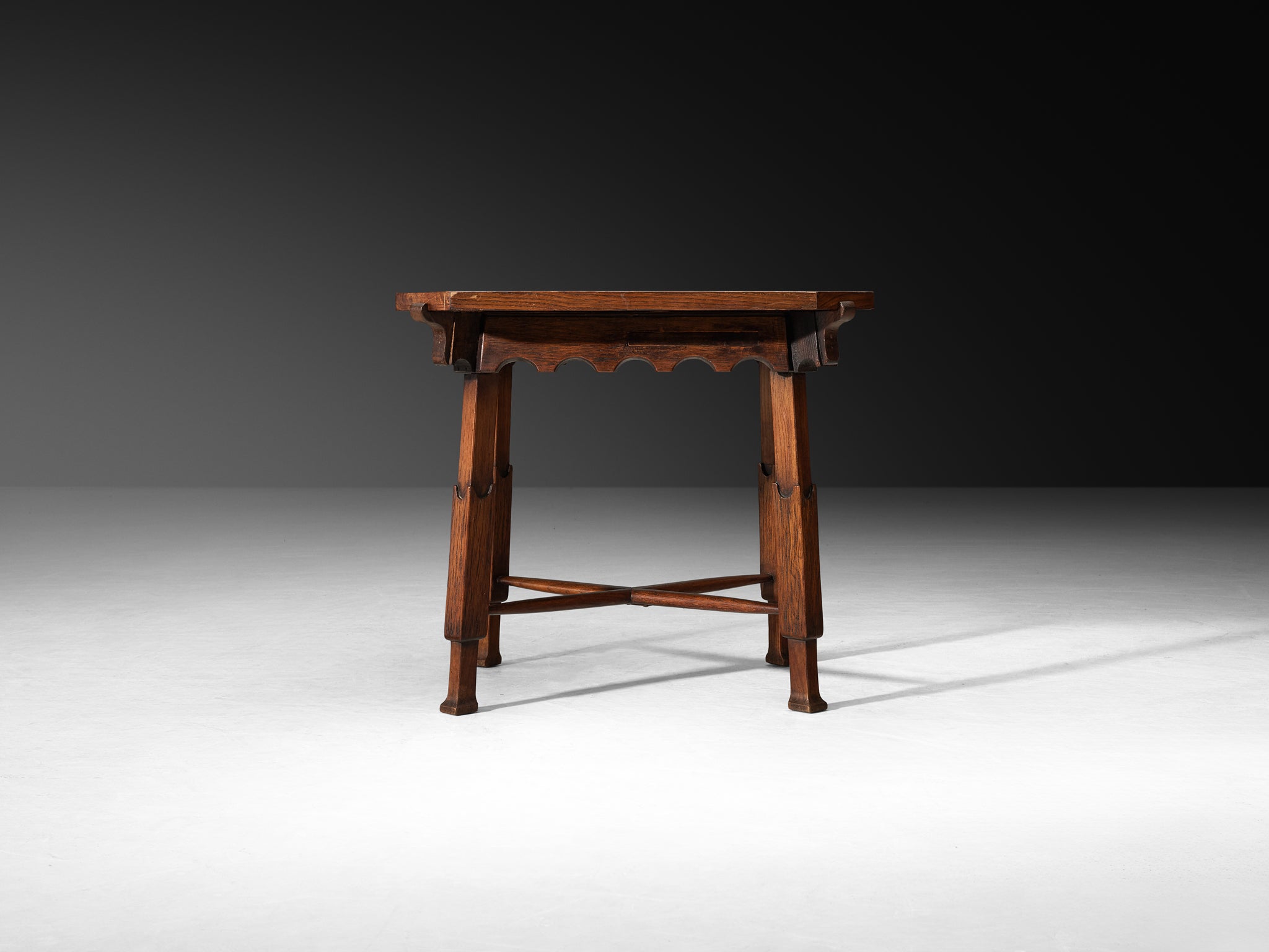 Ernesto Valabrage for Vittorio Valabrega Game Table in Chestnut and Leather Tables Morentz
