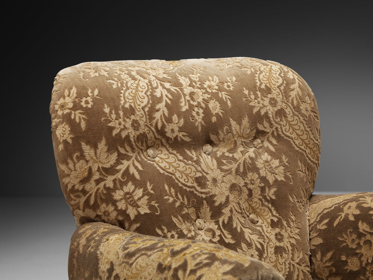 Mid-Century 1940s Lounge Chair in Floral Upholstery Seating Morentz