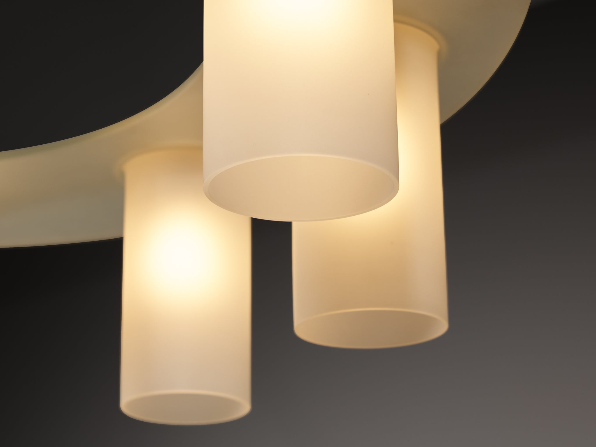 1950s Mid-Century Modern Italian Chandeliers in Satin Glass and Brass Lighting Morentz