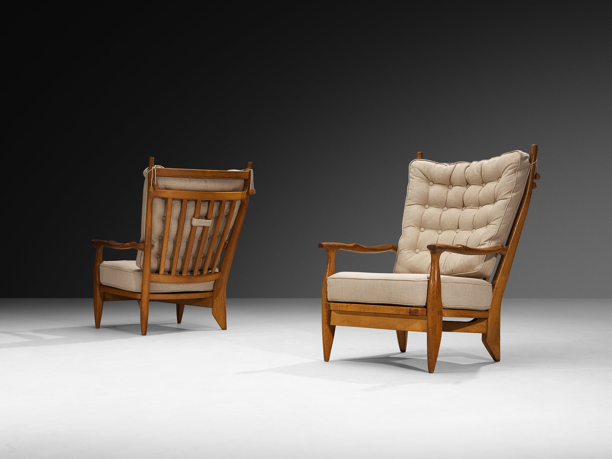 Guillerme & Chambron for Votre Maison Pair of 'Edouard' Lounge Chairs in Oak Seating Morentz