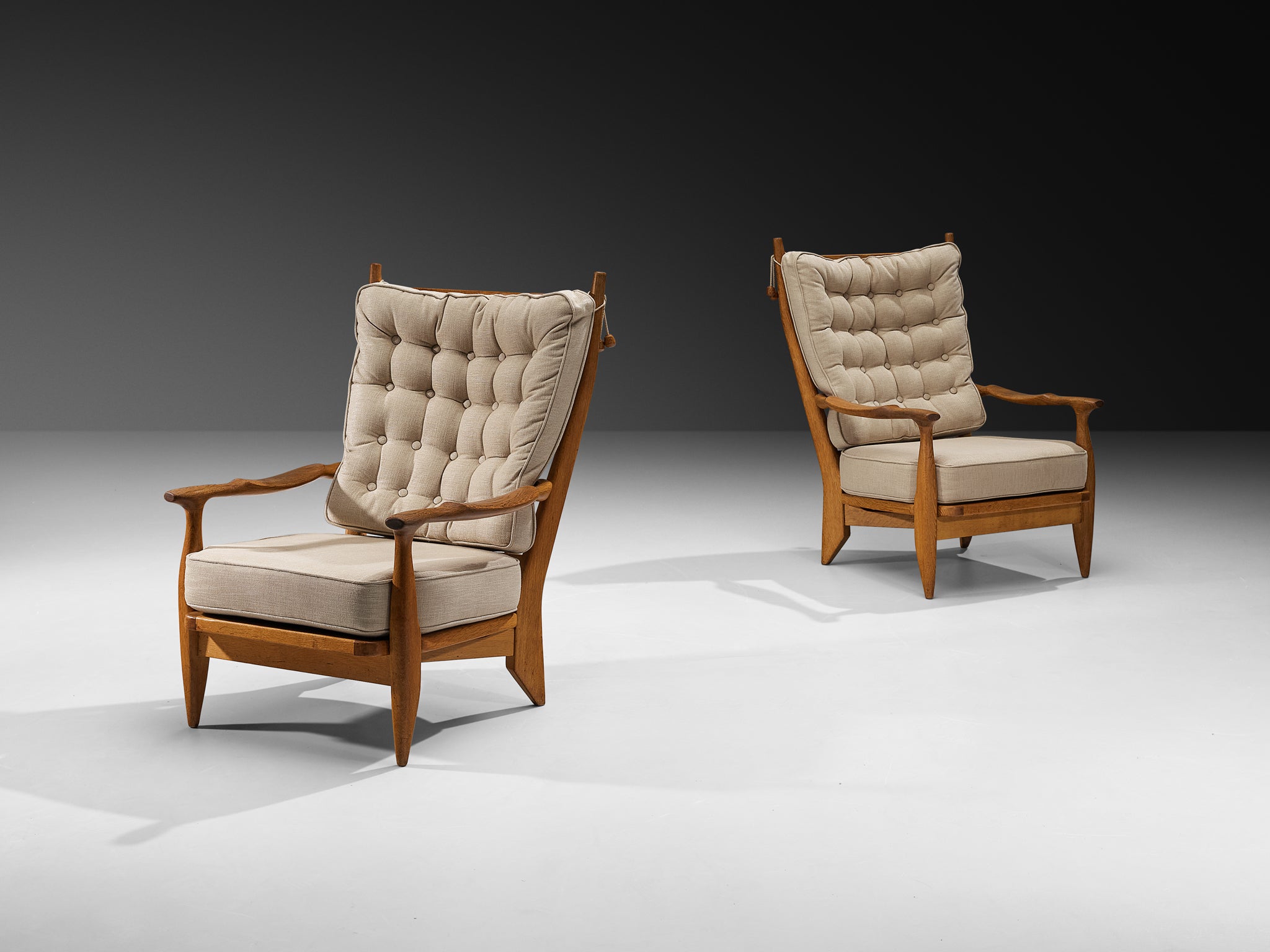 Guillerme & Chambron for Votre Maison Pair of 'Edouard' Lounge Chairs in Oak Seating Morentz