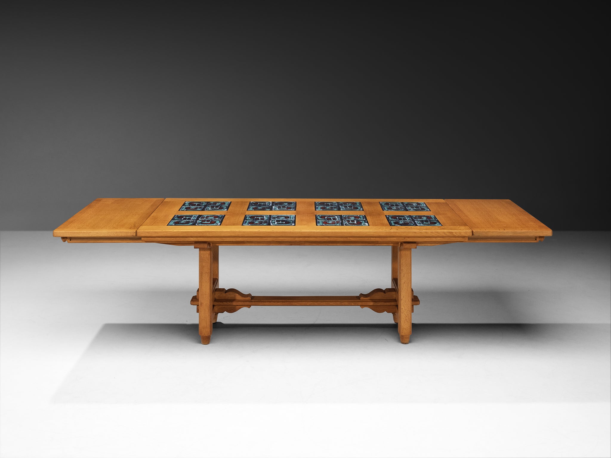 Guillerme & Chambron for Votre Maison Dining Table in Oak and Ceramic Tiles
