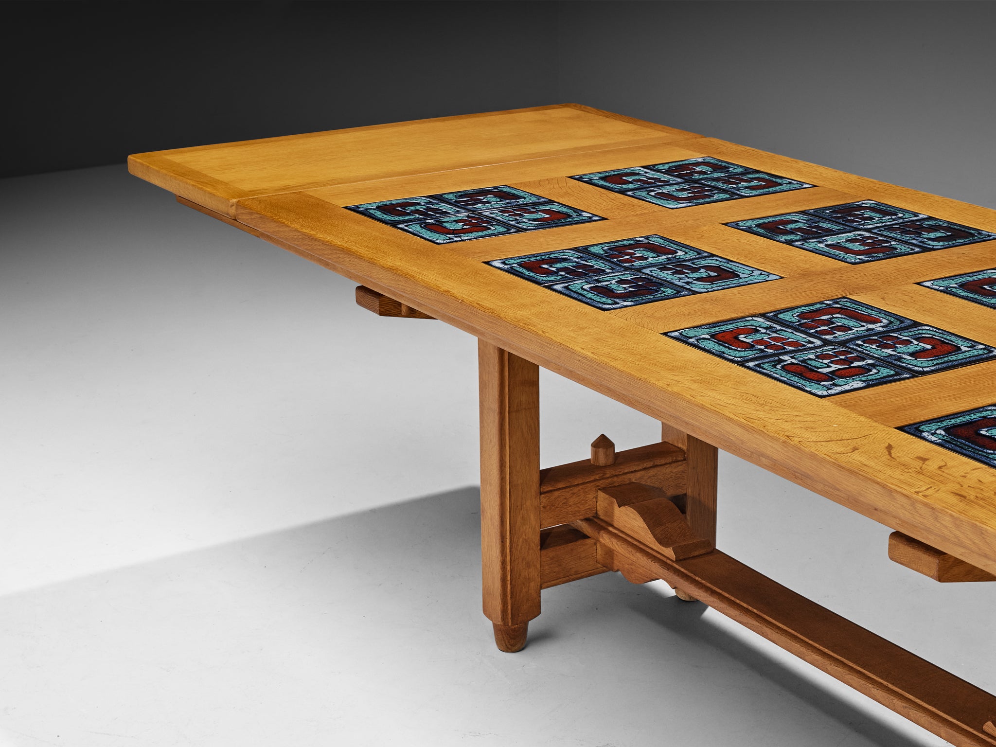 Guillerme & Chambron for Votre Maison Dining Table in Oak and Ceramic Tiles