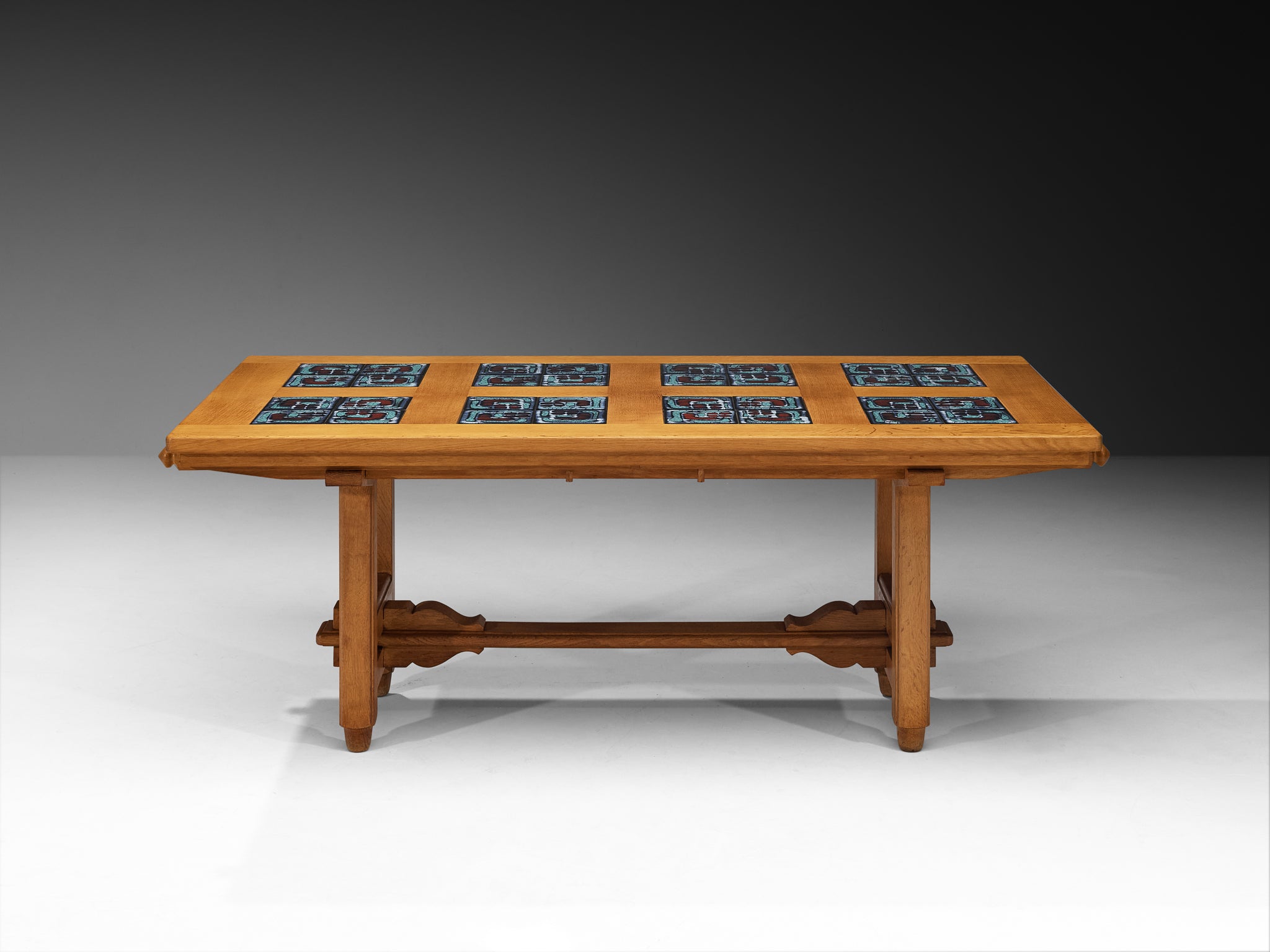 Guillerme & Chambron for Votre Maison Dining Table in Oak and Ceramic Tiles