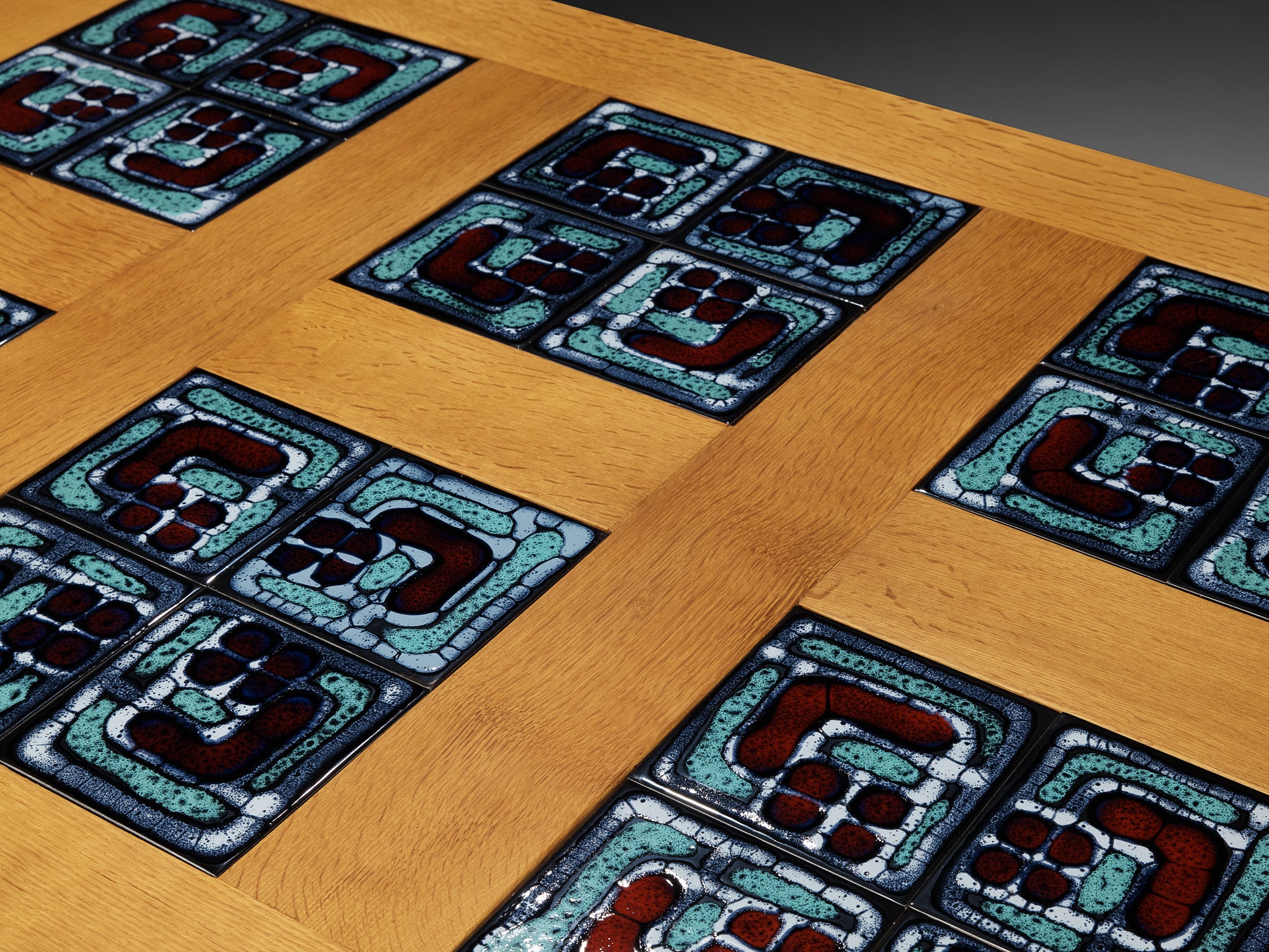 Guillerme & Chambron for Votre Maison Dining Table in Oak and Ceramic Tiles