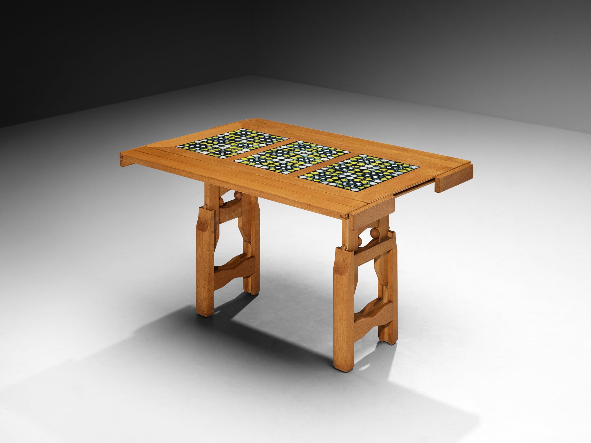 Guillerme & Chambron Rectangular Coffee Table in Oak with Ceramic Tables Morentz