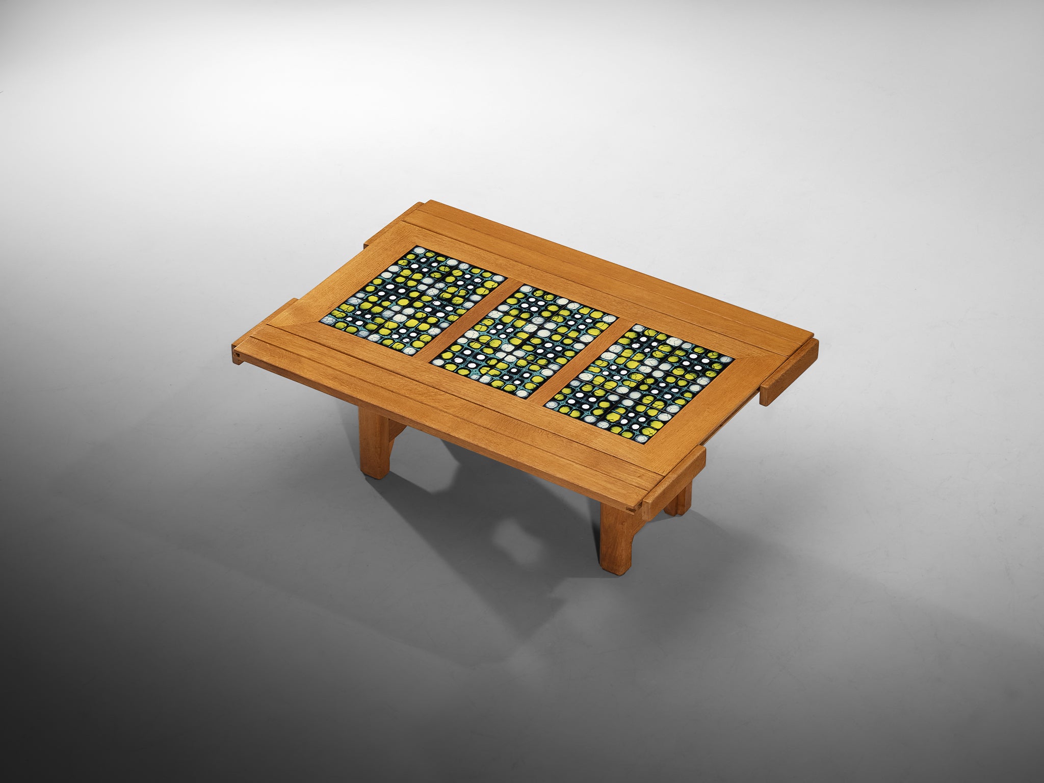 Guillerme & Chambron Rectangular Coffee Table in Oak with Ceramic Tables Morentz