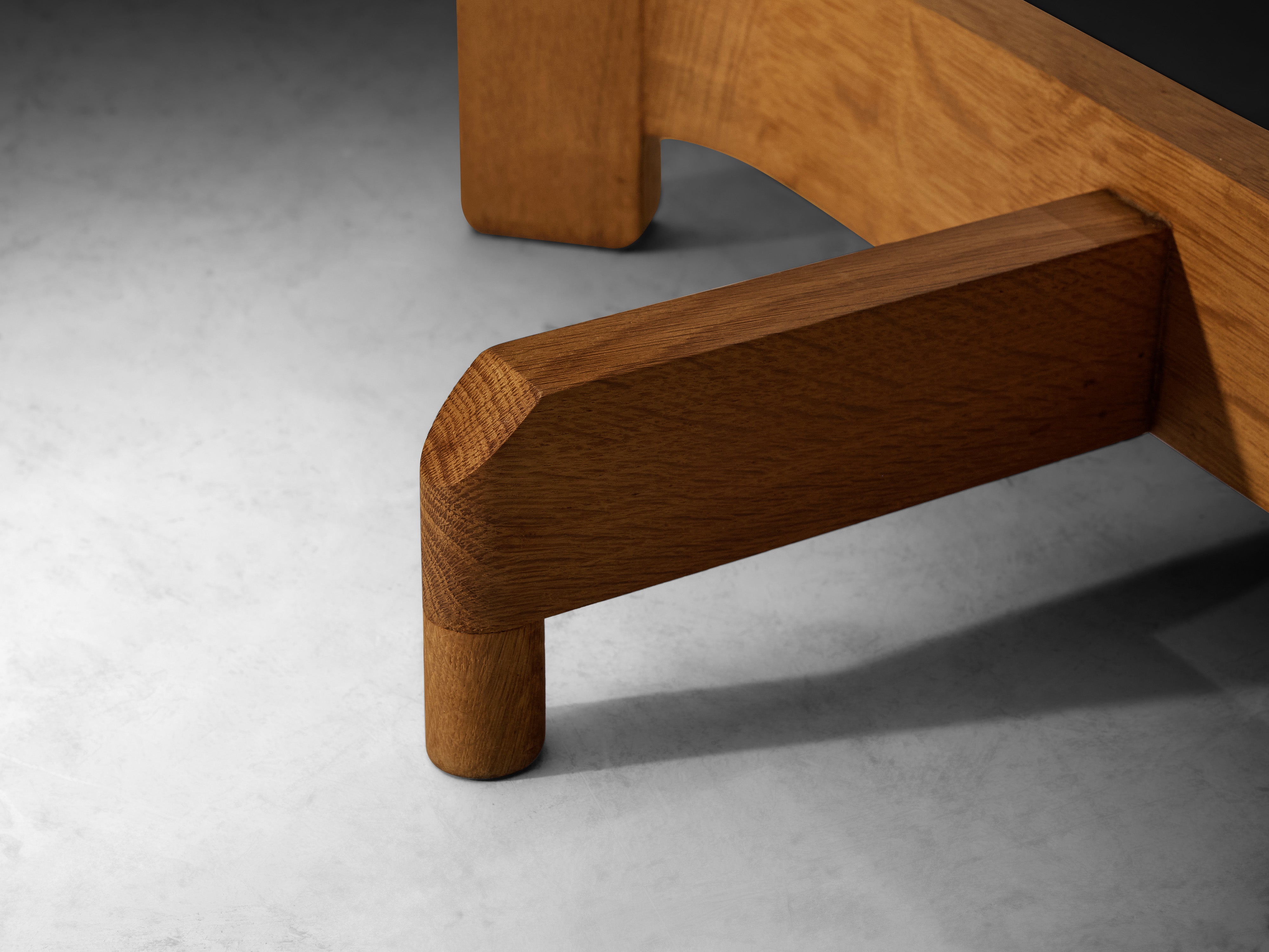 Guillerme & Chambron Pair of Side Tables in Solid Oak and Ceramic Tables Morentz