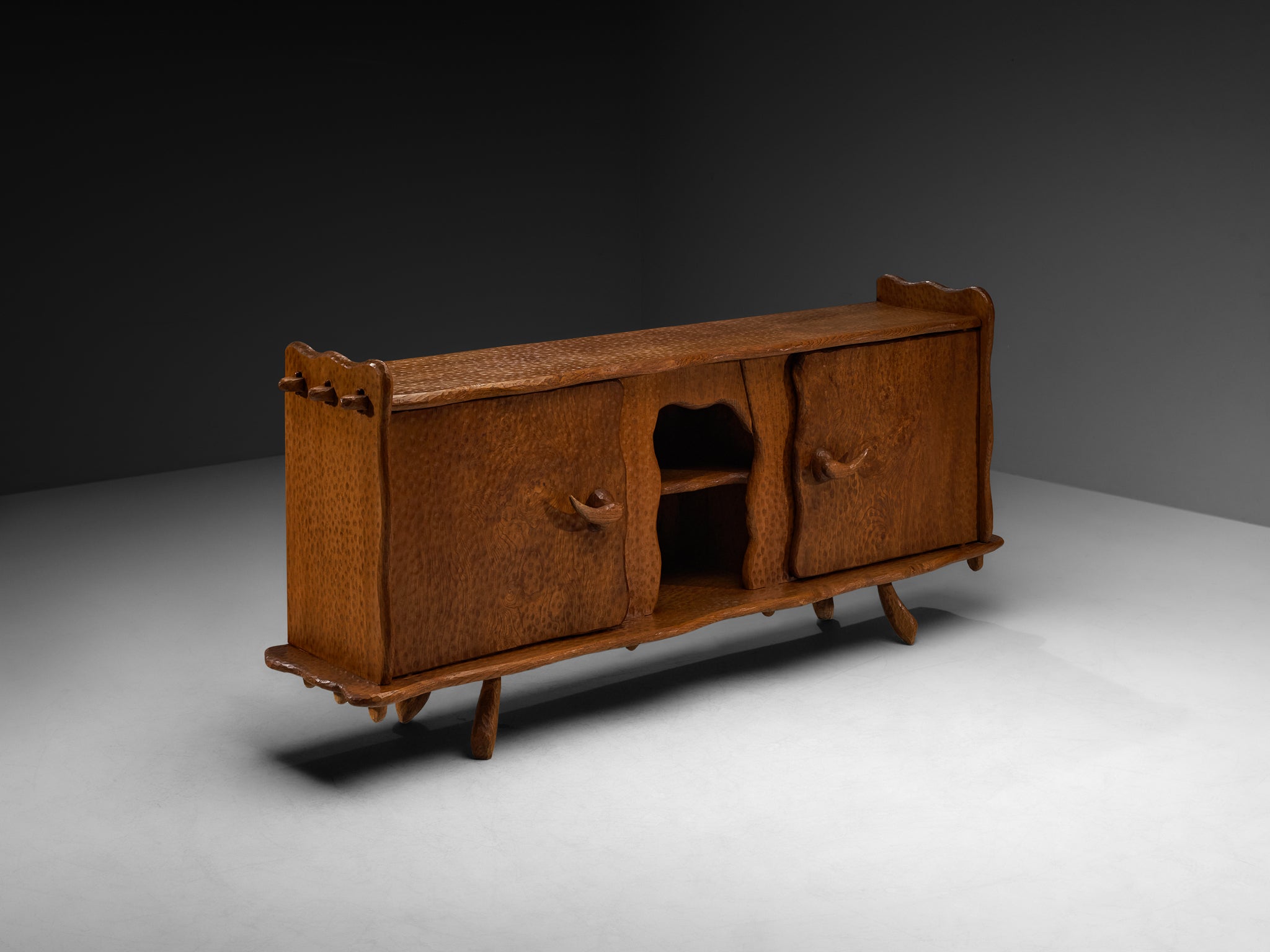 Brutalist French Sideboard in Gouge Solid Elm by Cabinetmaker Case pieces and storage cabinets Morentz