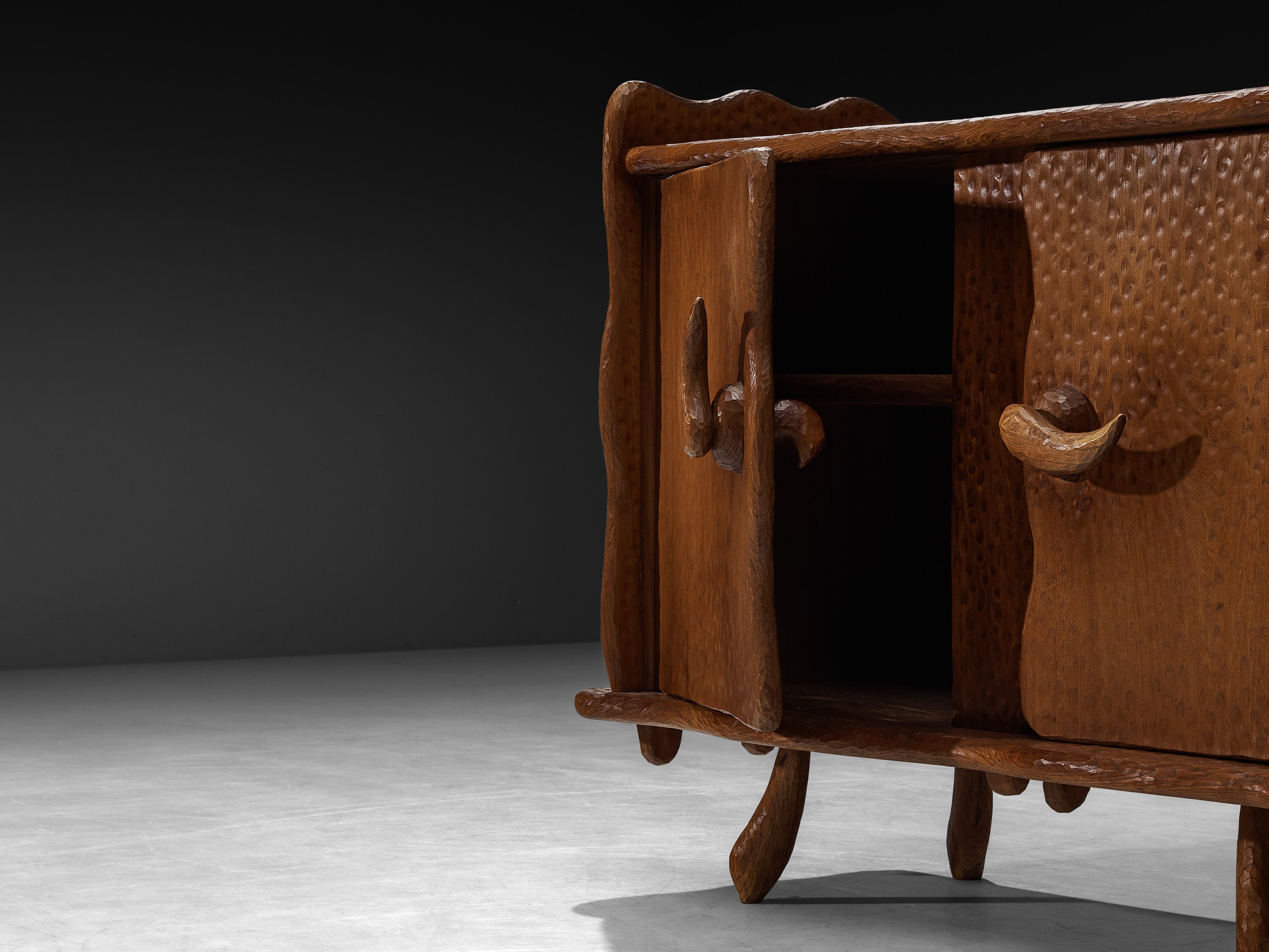 Brutalist French Cabinet in Gouge Solid Elm by Cabinetmaker Case pieces and storage cabinets Morentz