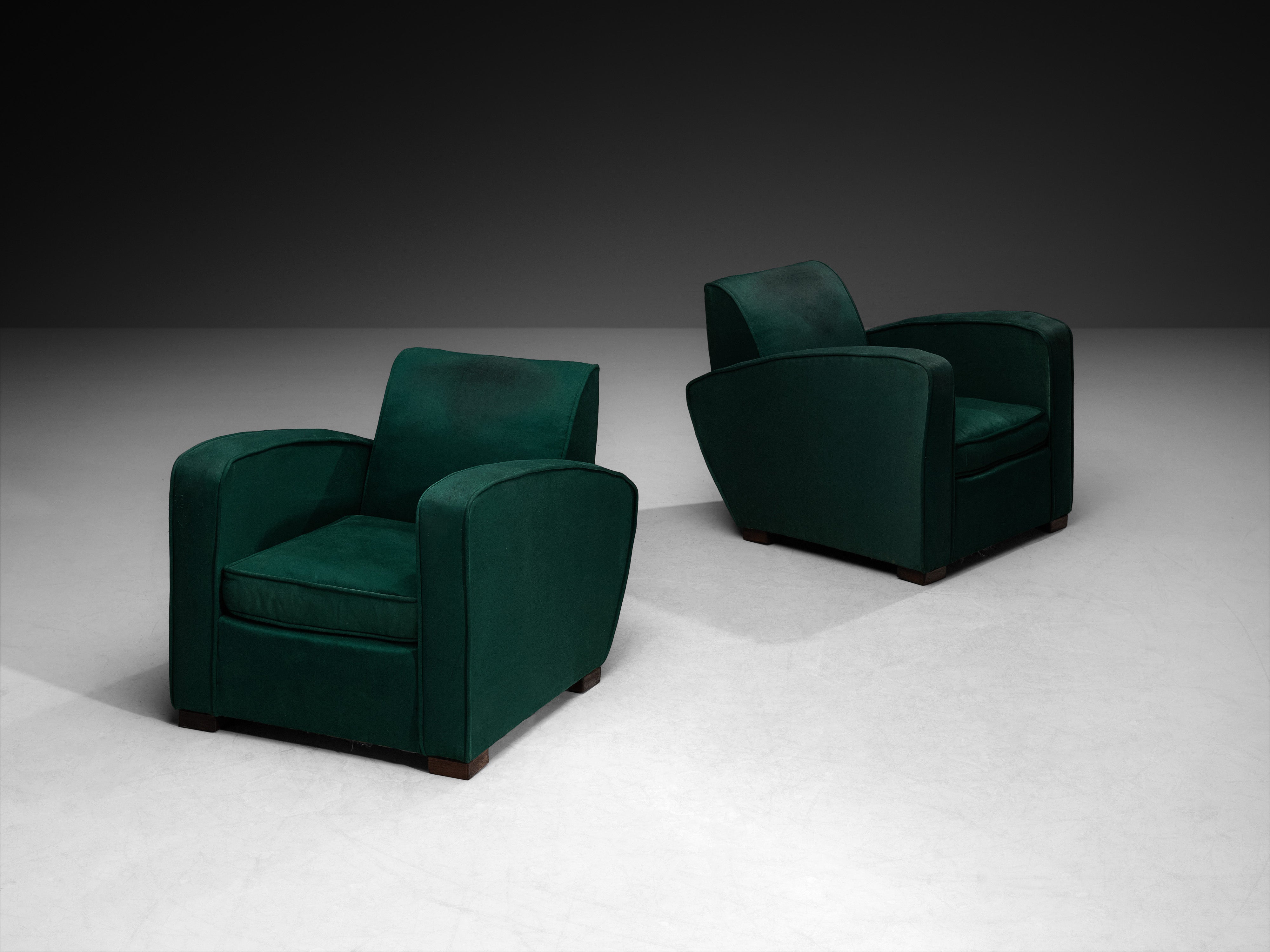 Pair of 1930s Art Deco Curved Lounge Chairs Seating Morentz