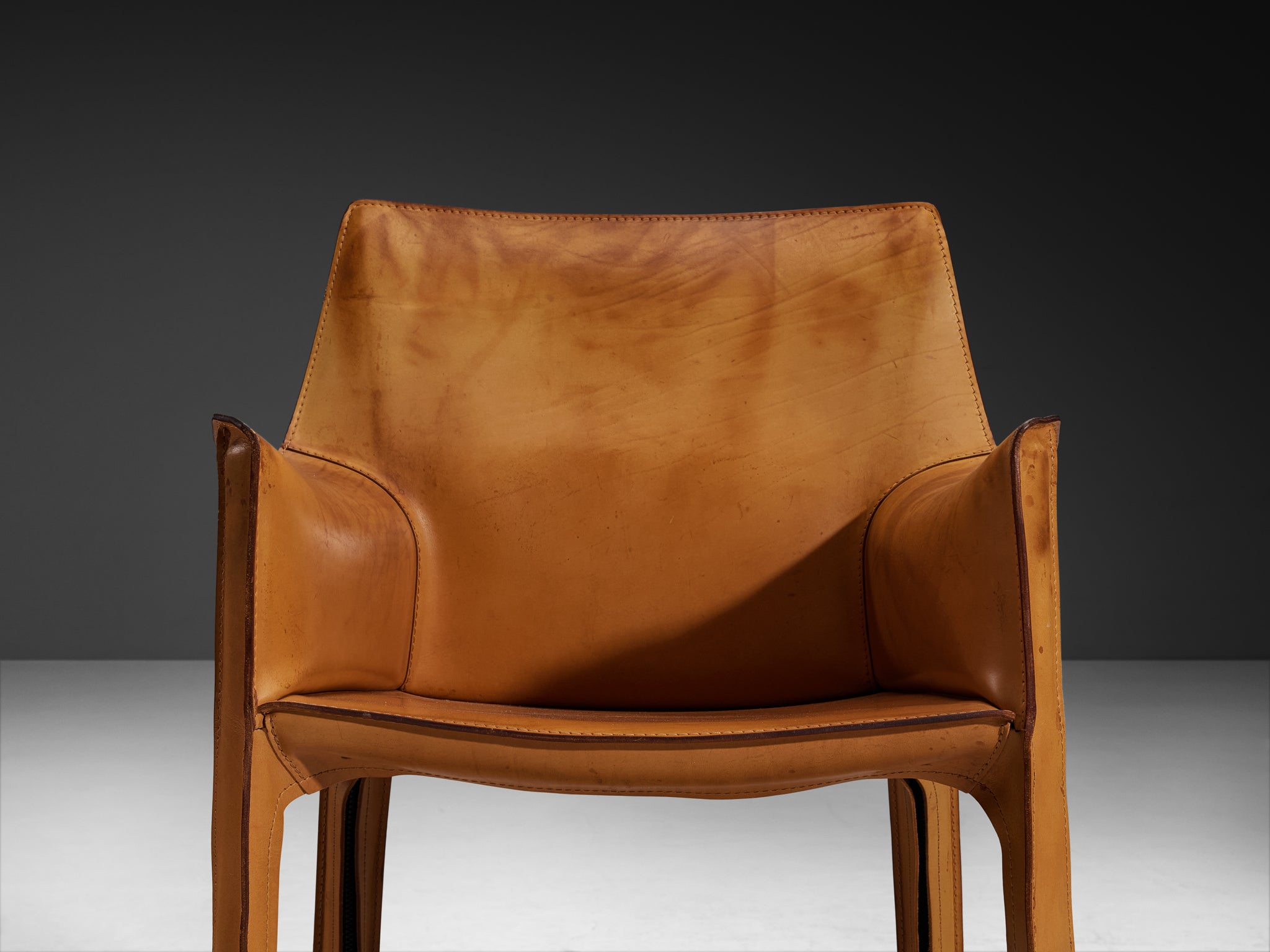 Mario Bellini Set of Four 'CAB 413' Dining Chairs in Patinated Cognac