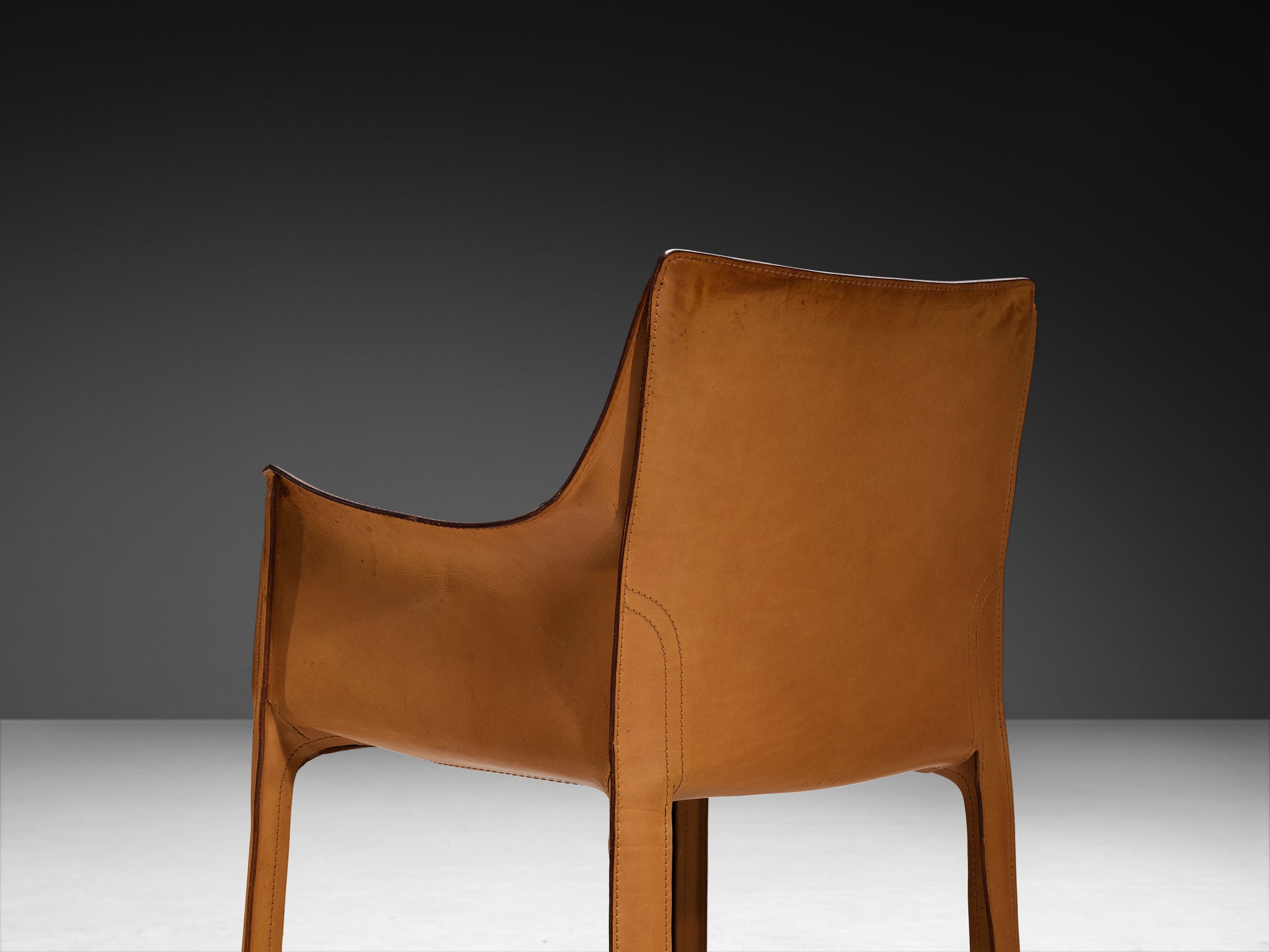 Mario Bellini Set of Four 'CAB 413' Dining Chairs in Patinated Cognac