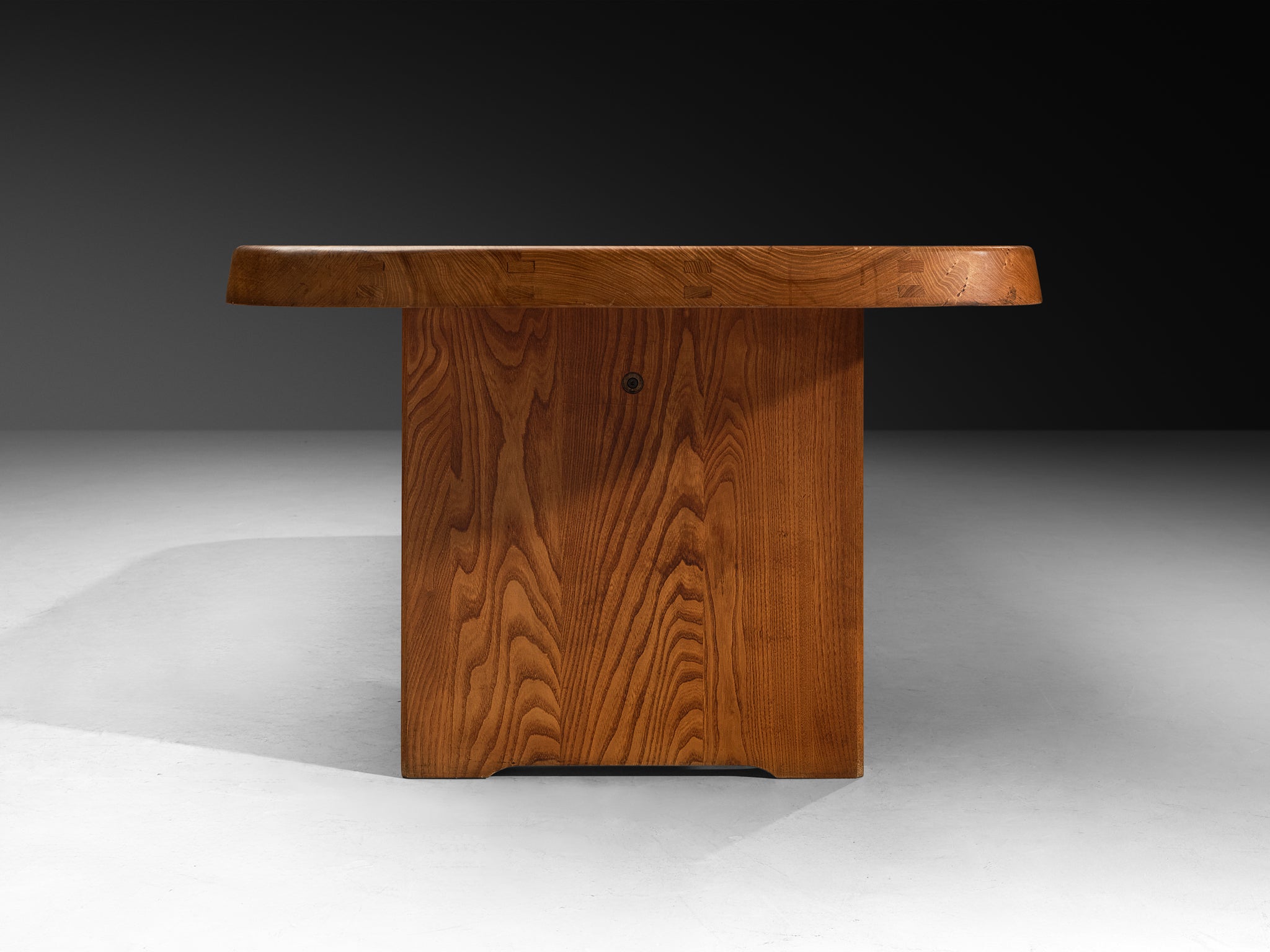 Pierre Chapo Large 'T20B' Dining Table in Solid Elm 303/119.29in. Tables Morentz