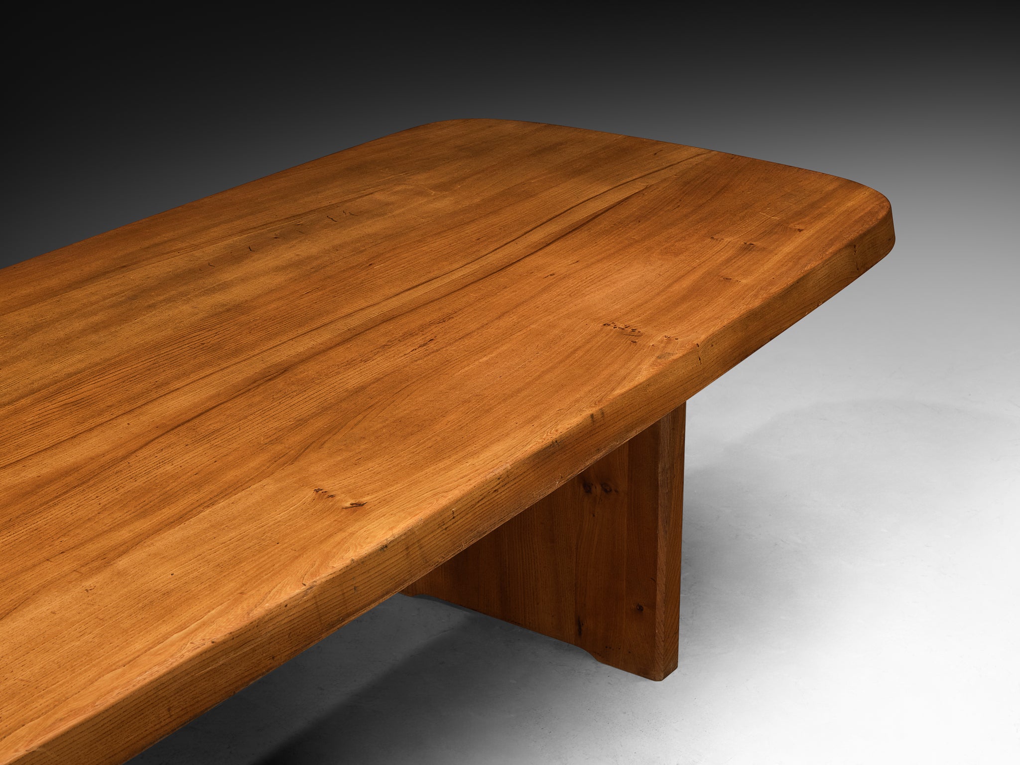 Pierre Chapo Large 'T20B' Dining Table in Solid Elm 303/119.29in. Tables Morentz