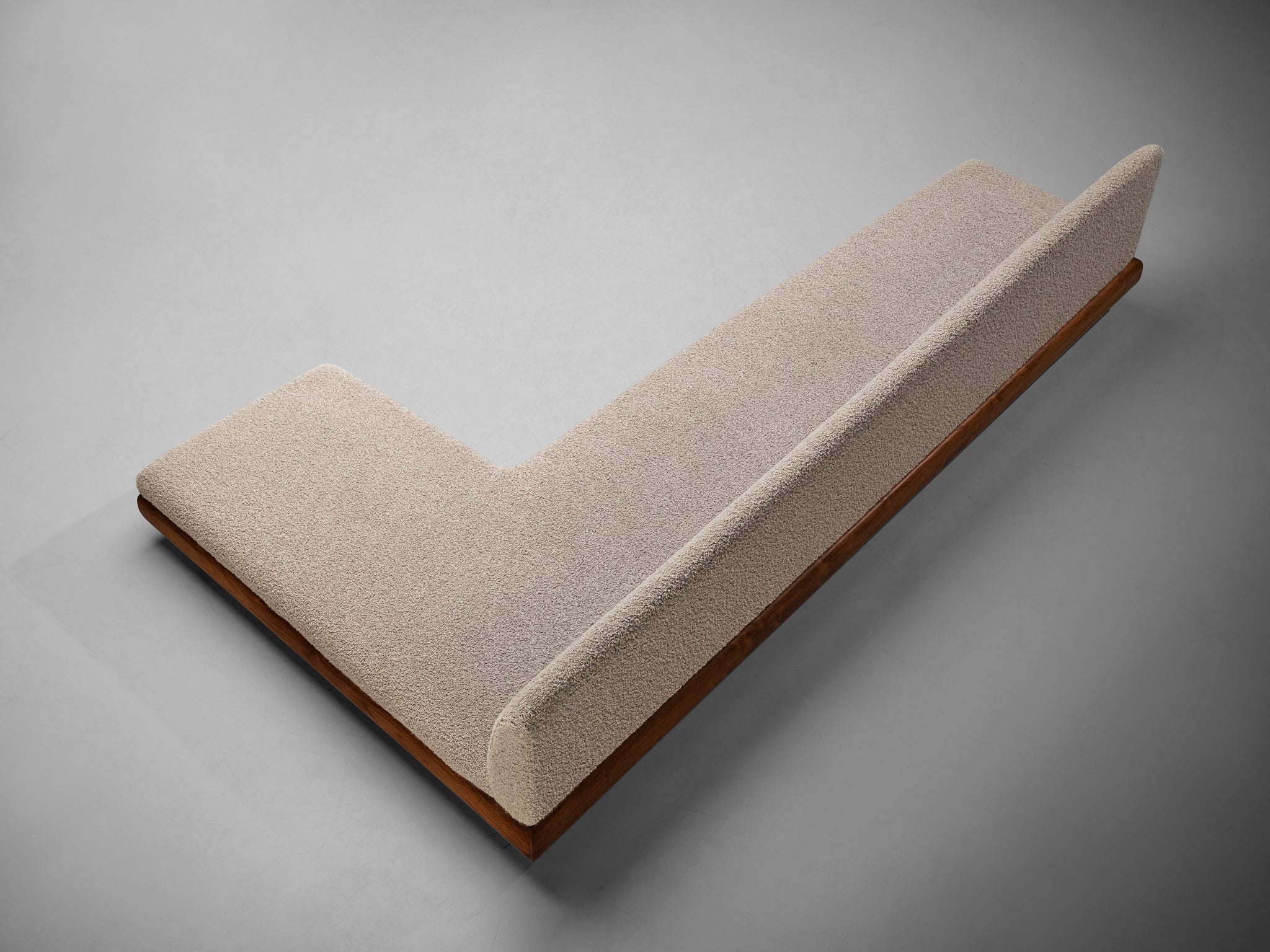 Adrian Pearsall Grand Boomerang Sofa in Grey Pierre Frey Bouclé Seating Morentz