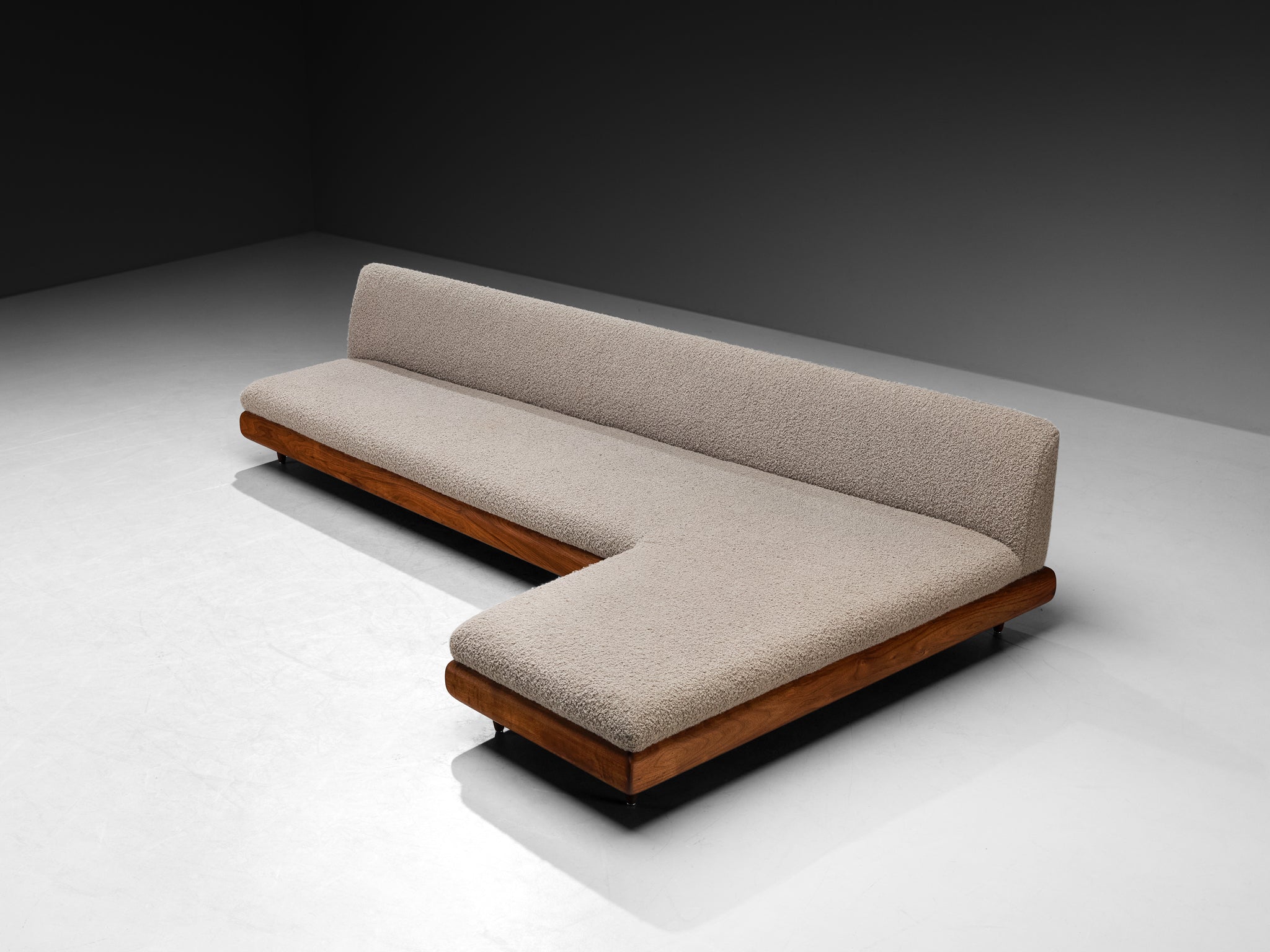 Adrian Pearsall Grand Boomerang Sofa in Grey Pierre Frey Bouclé Seating Morentz