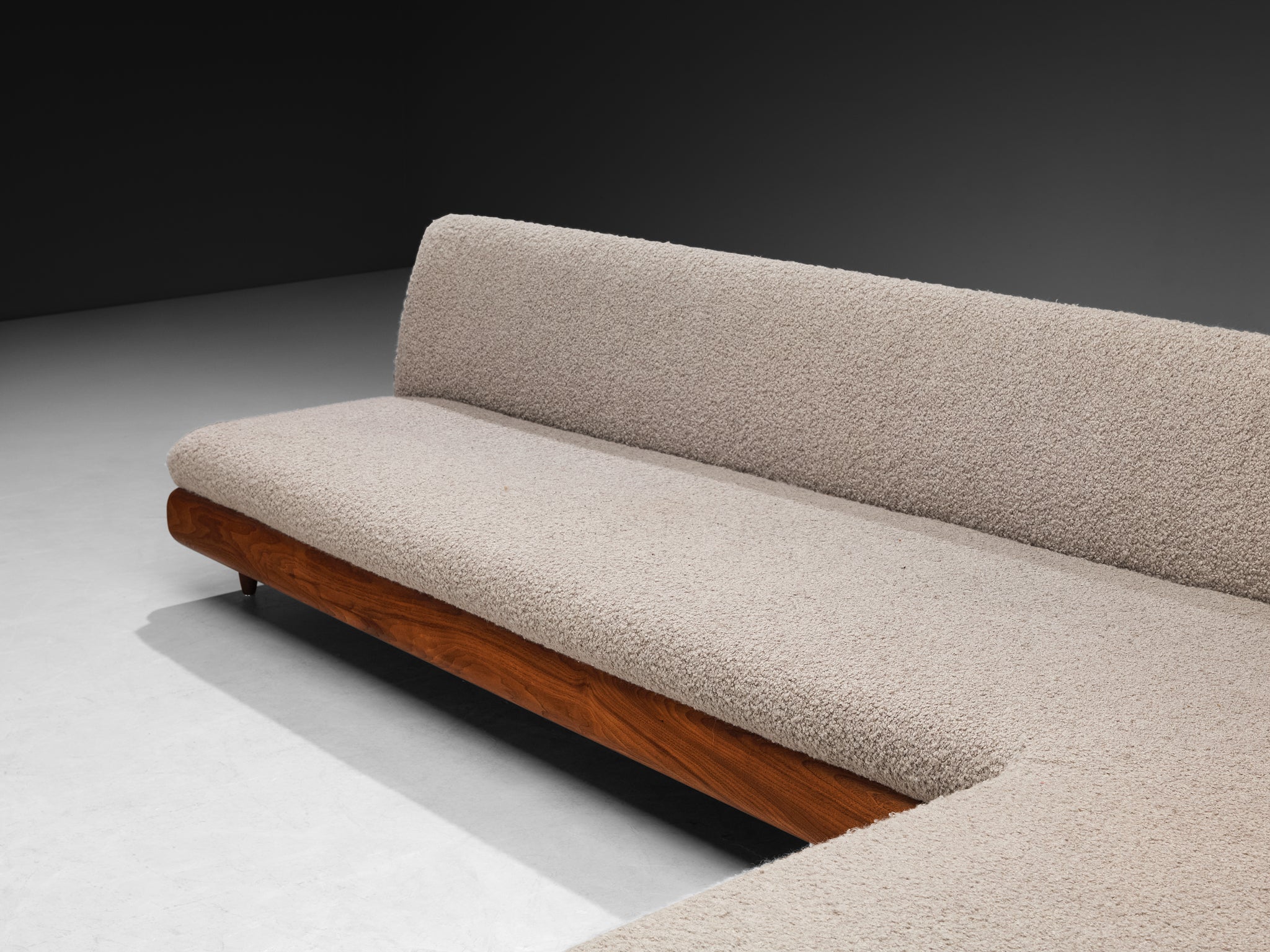 Adrian Pearsall Grand Boomerang Sofa in Grey Pierre Frey Bouclé Seating Morentz