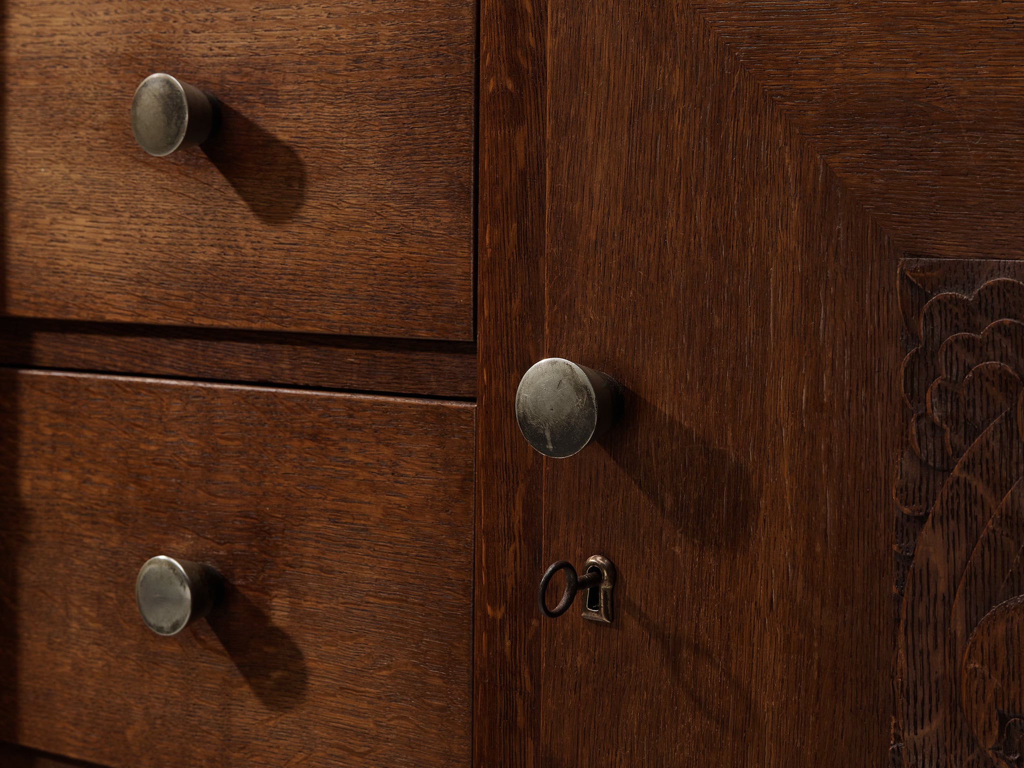 Art Deco Sideboard in Oak with Breccia Marble Top Case pieces and storage cabinets Morentz