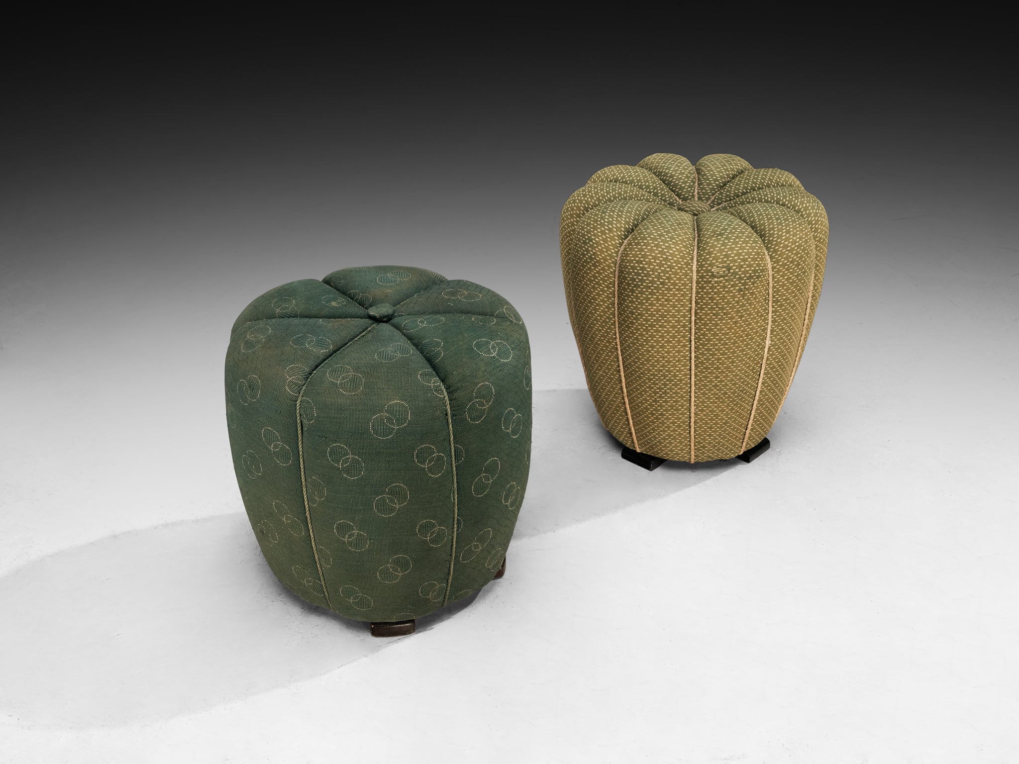 Jindrich Halabala Stools in Decorative Upholstery